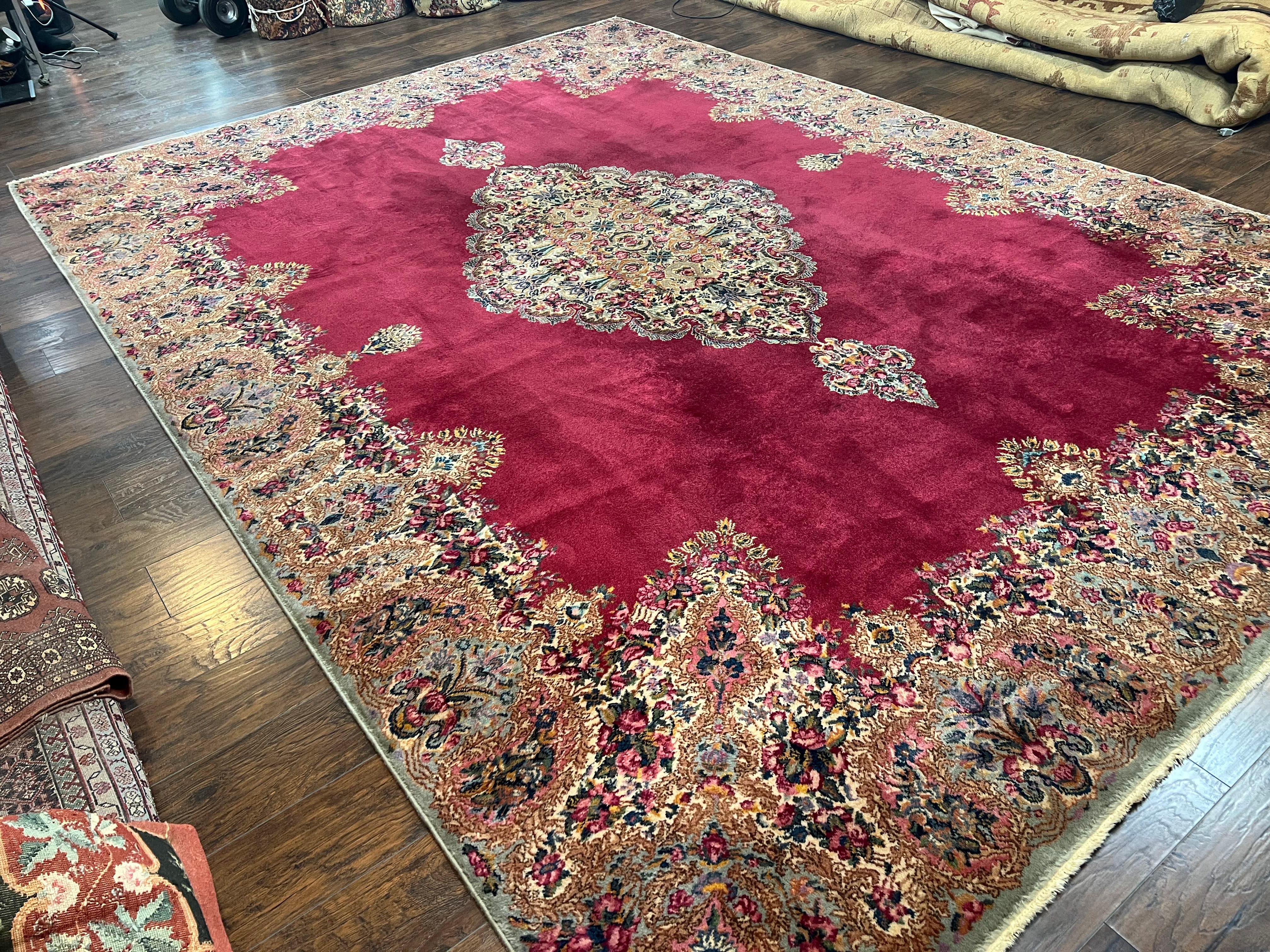 10x14 Karastan Rug Red Kirman #762, Vintage Karastan Rug, Original 700 Series, 100% Wool Pile Discontinued Karastan Rug, Large Wool Area Rug - Jewel Rugs