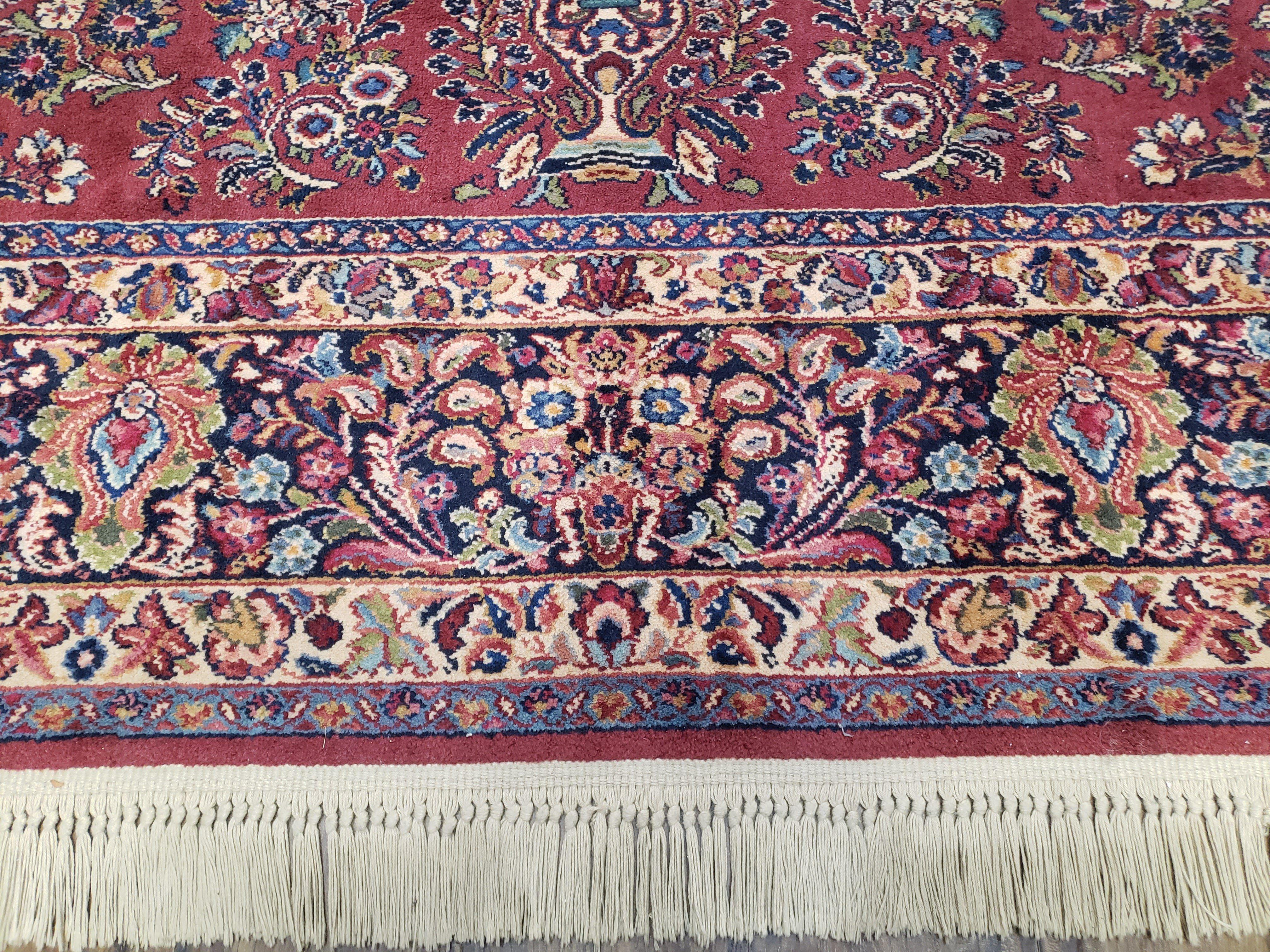 Vintage Karastan Rug Sarouk #785, Karastan 8.8 x 12 ft, Discontinued Karastan Rugs, Original 700 Series, Red Karastan Wool Carpet, Area Rug - Jewel Rugs