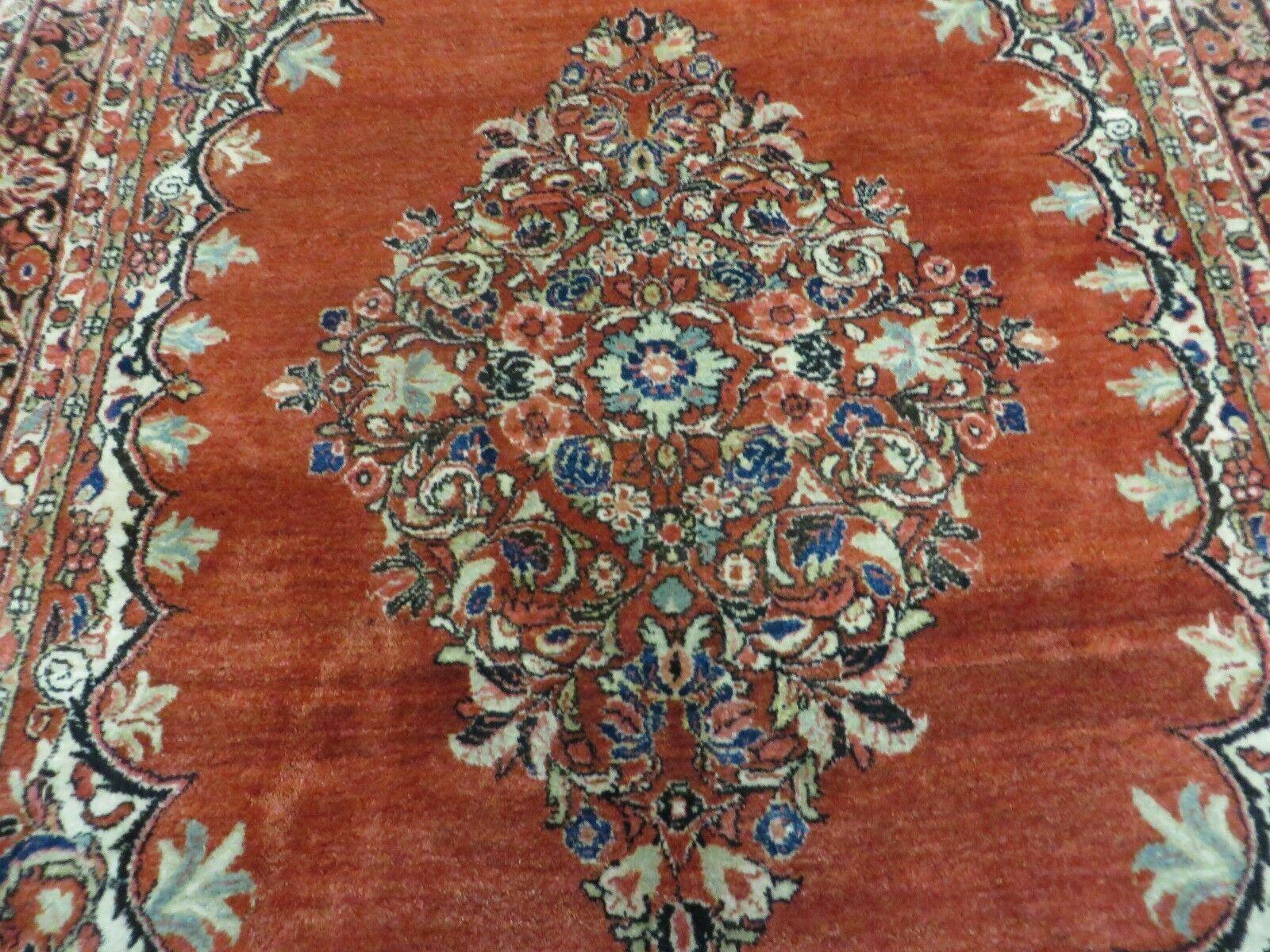 Antique Persian Sarouk Rug 5x8, Red, Semi Open Field, Hand Knotted, Wool - Jewel Rugs