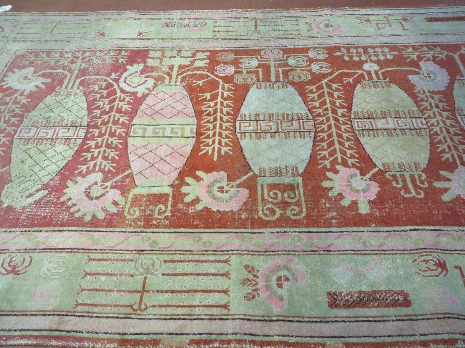 6' X 12' Antique Khotan Central Asia Turkestan Handmade Wool Rug - Jewel Rugs