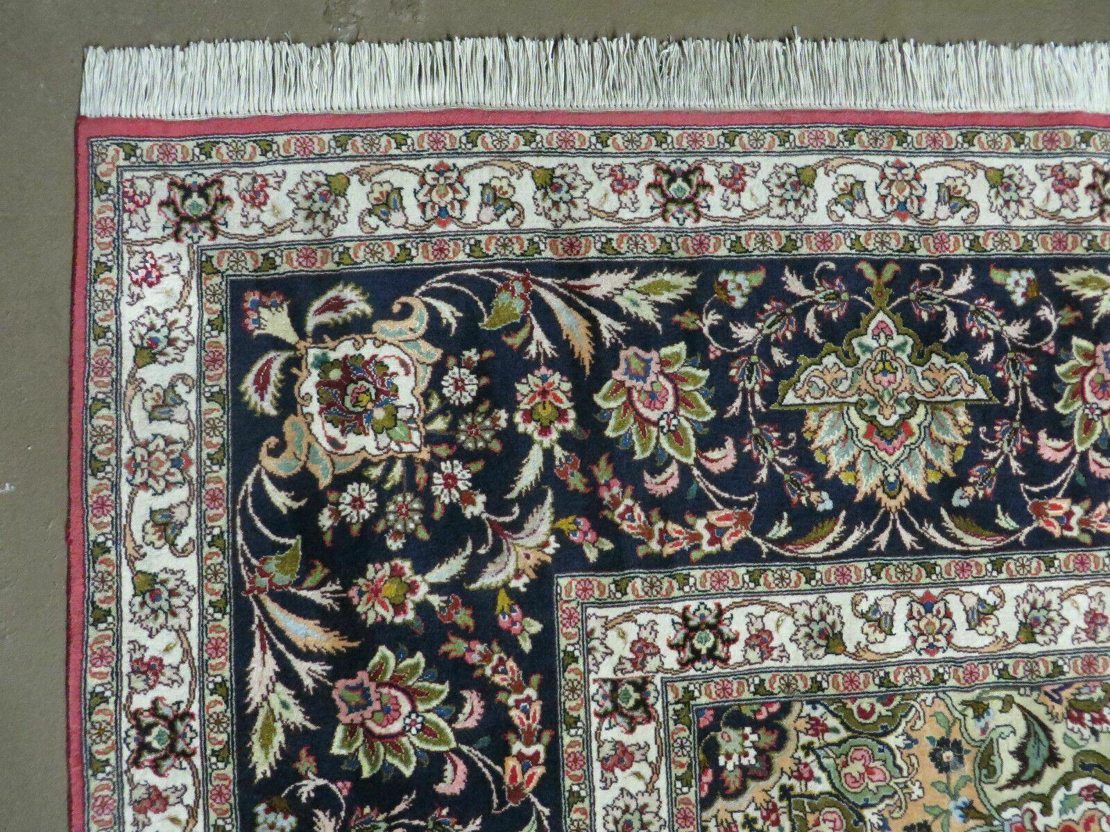 Persian Tabriz Rug 10x14 Oriental Carpet 10 x 14 Wool and Silk Top Quality Fine, Central Medallion Floral Allover, Red, Birds, Hand Knotted Vintage - Jewel Rugs