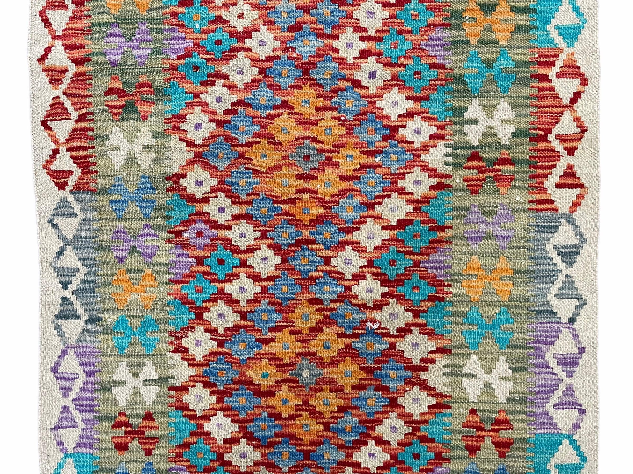 3x4 Colorful Kilim Rug 4 x 3 Multicolor Turkish Chobi Kilim Rug Small Flatweave Wool Playroom Rug New Tribal Kilim Rug - Jewel Rugs
