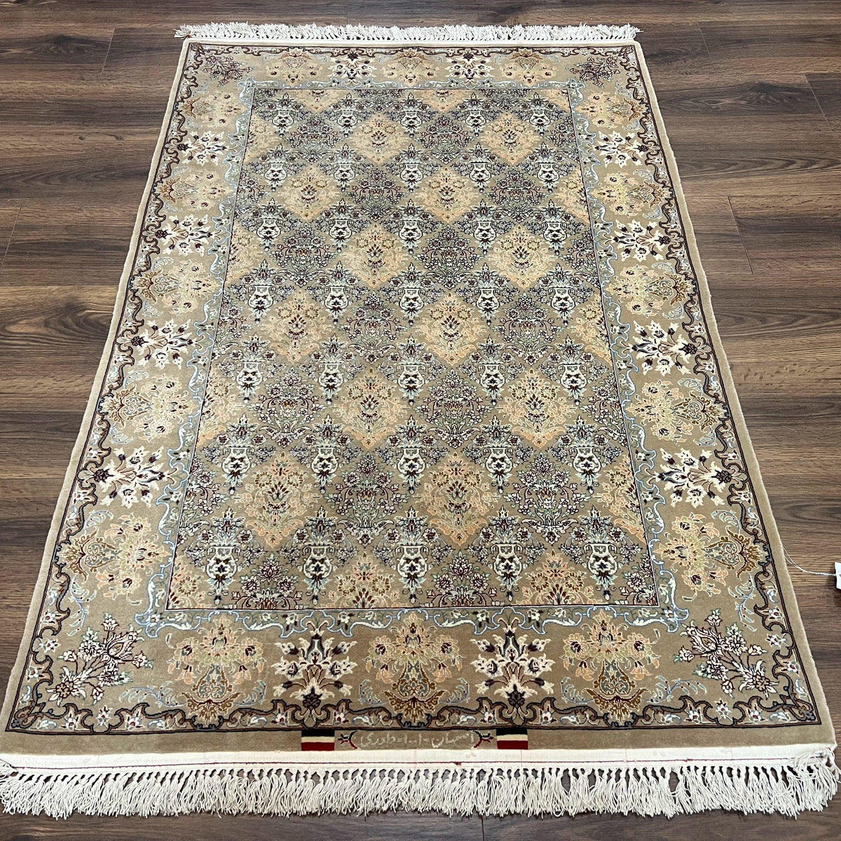 Super Fine Persian Isfahan Rug 3x5 ft, Kork Wool on Silk Foundation, R ...