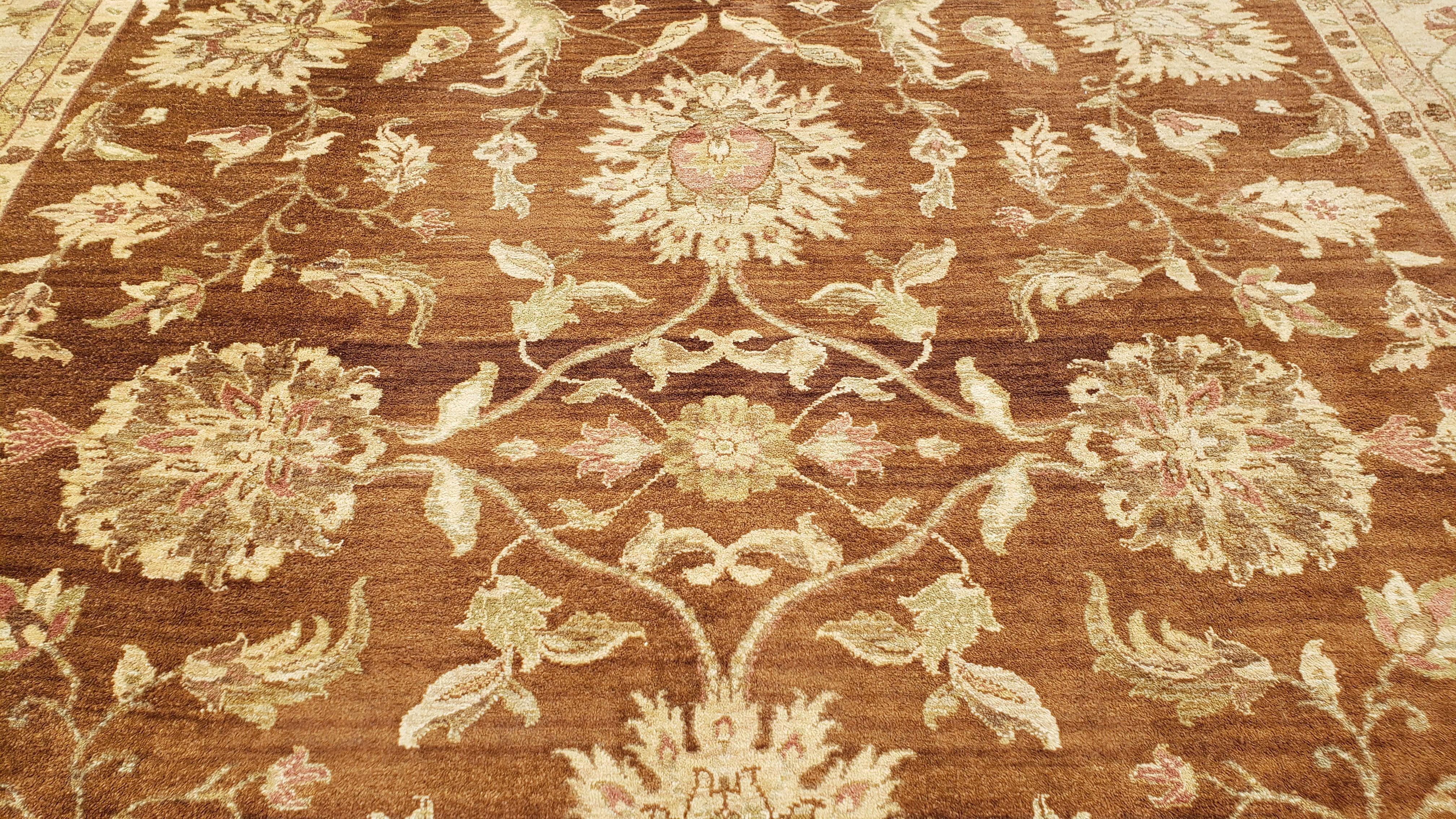 10x14 Indo-Persian Rug, 10 x 14 Mahal Sultanabad Carpet, Indian Oriental Rug 10x14, Burnt Orange & Beige Color, Handmade Wool Area Rug - Jewel Rugs