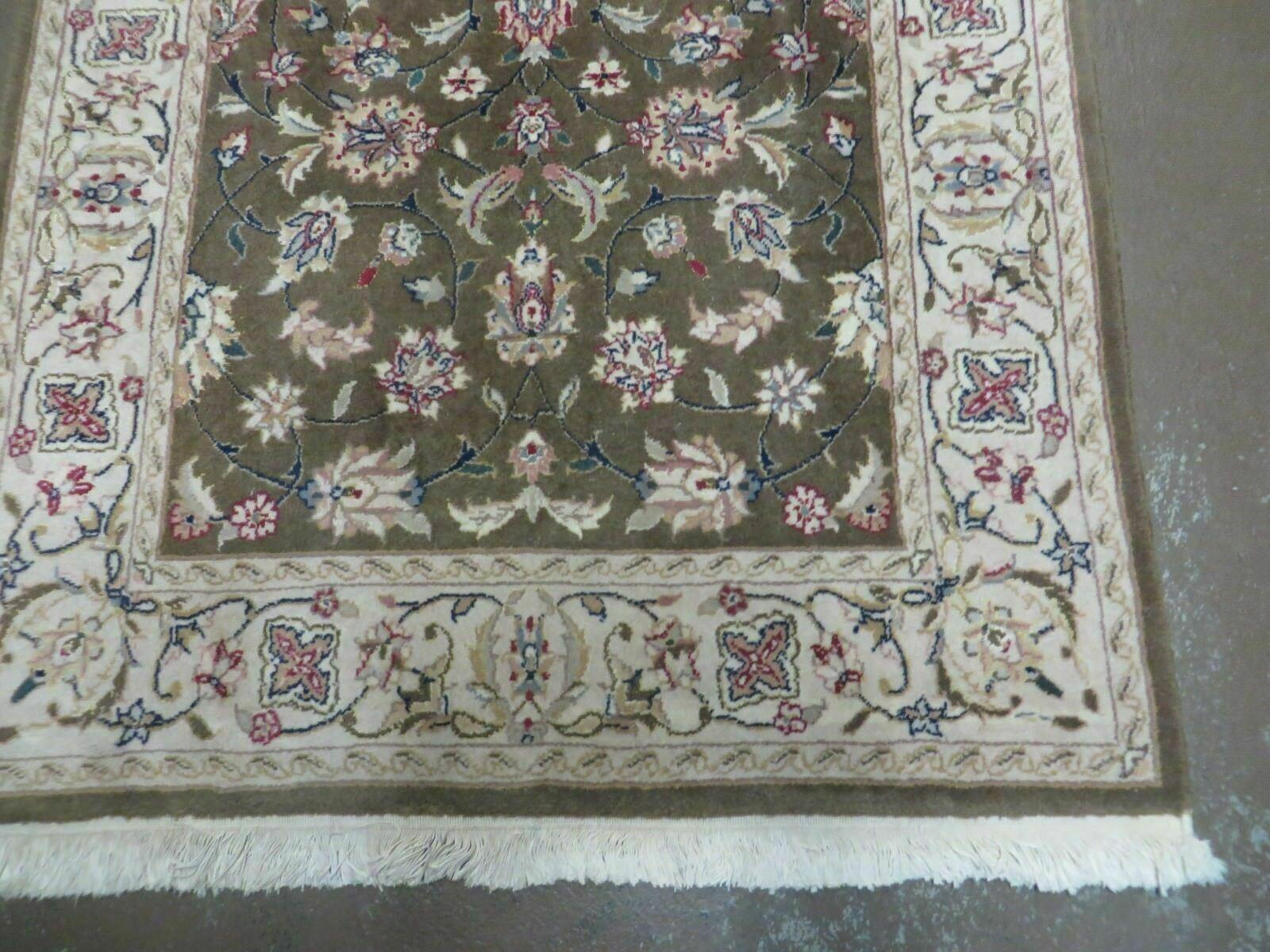 3x5 Handmade Indian Jaipur Wool Rug Vintage Carpet Hand Knotted Floral Allover - Jewel Rugs