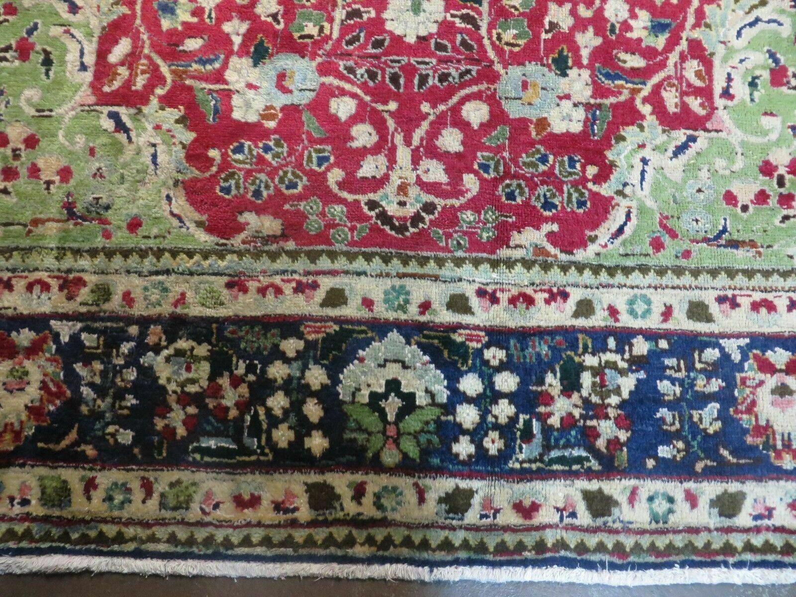 Persian Tabriz Rug 7x10, Red Blue and Green Rug, Allover Floral Medallion Rug, Hand Knotted Rug, Antique Rug 7 x 10 Vintage Wool Oriental Carpet - Jewel Rugs