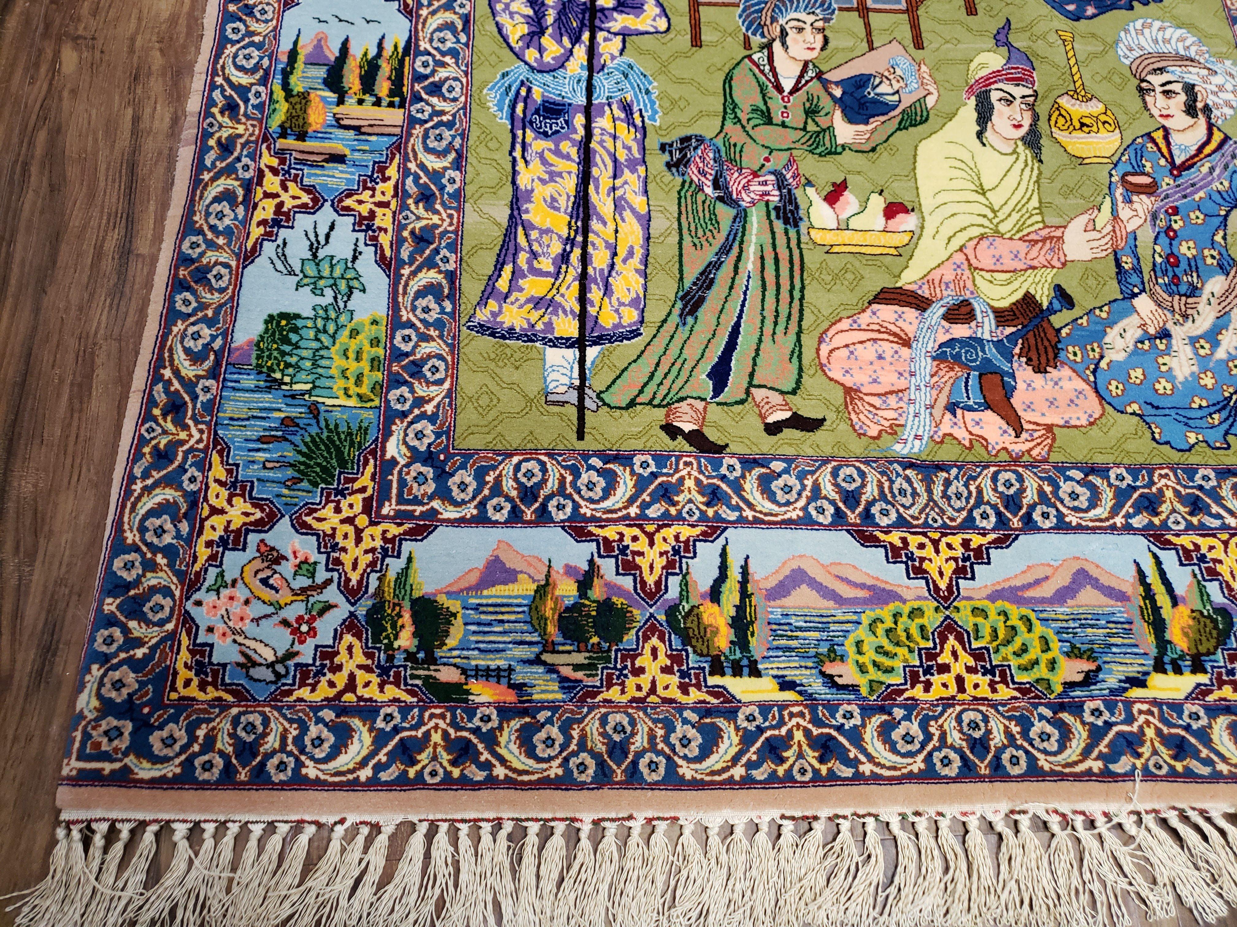 Persian Isfahan Pictorial Rug 3x5 – Kork Wool on Silk - Jewel Rugs
