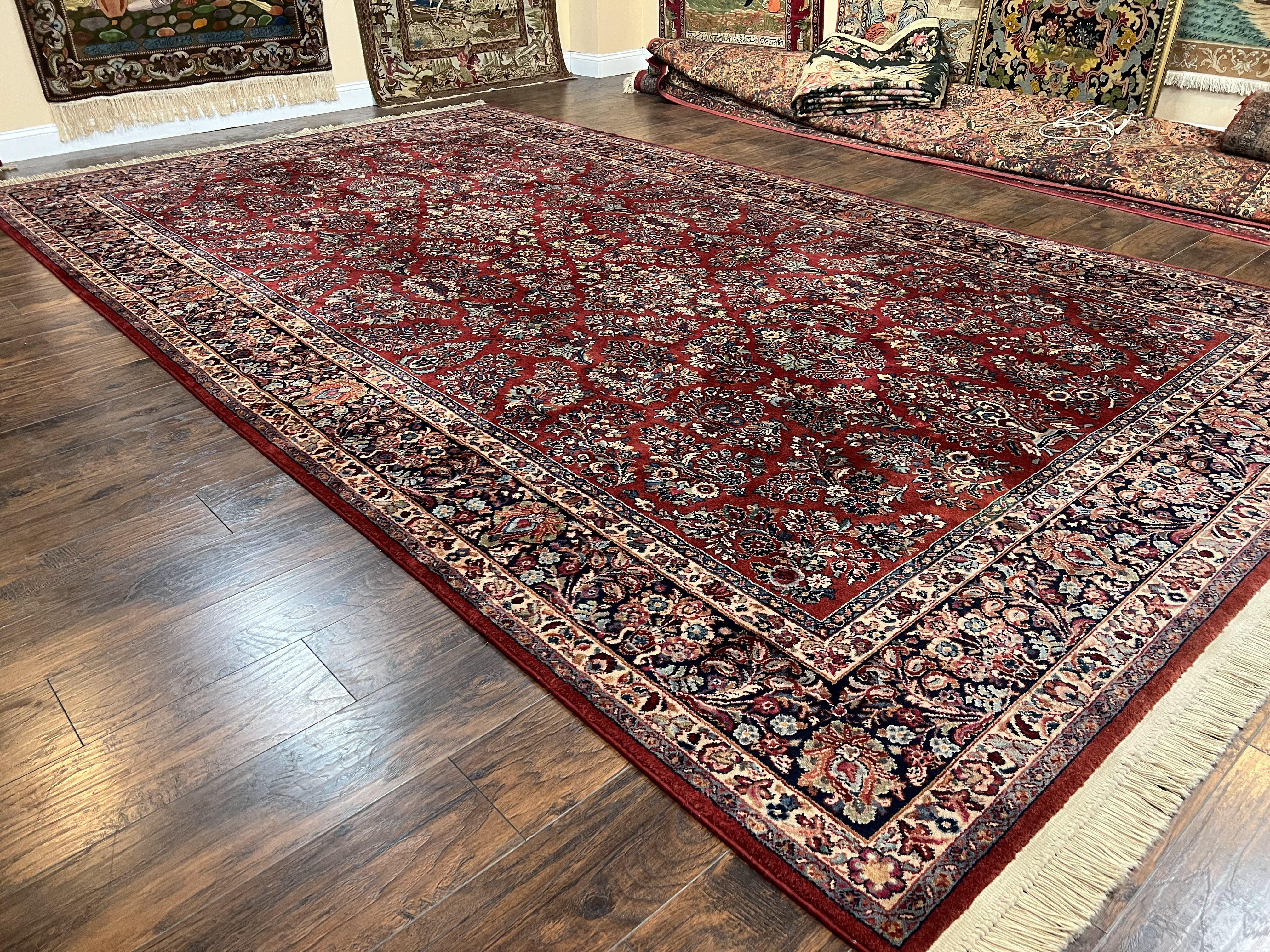 Karastan Rug Sarouk #785, Large Wool Karastan Carpet 8.8 x 15 ft, Original Collection 700 Series, Discontinued Vintage Karastan Rugs, Red - Jewel Rugs