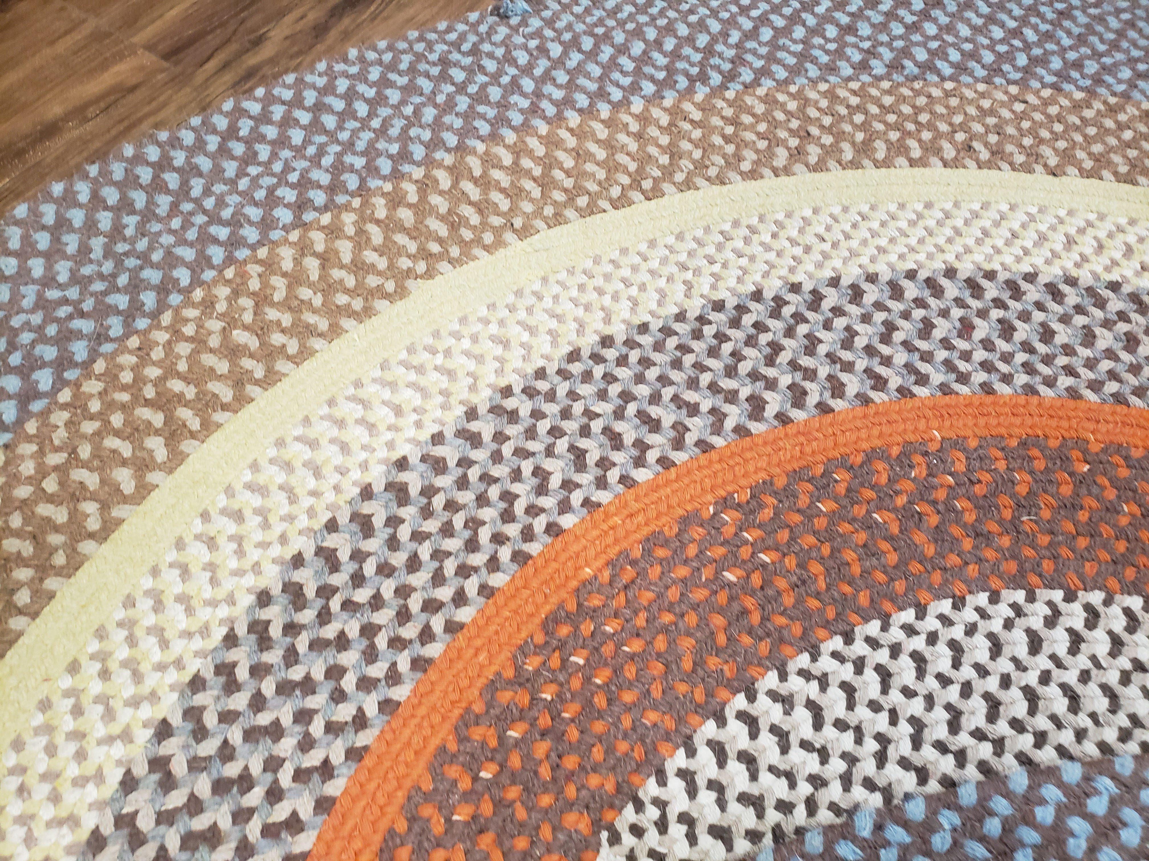 Vintage Round Braided Rug 6x6, Hand Braided Rug, 6ft Round Rug, Circular Braided Rug, American Braided Carpet, Multicolor Round Rug Colorful - Jewel Rugs