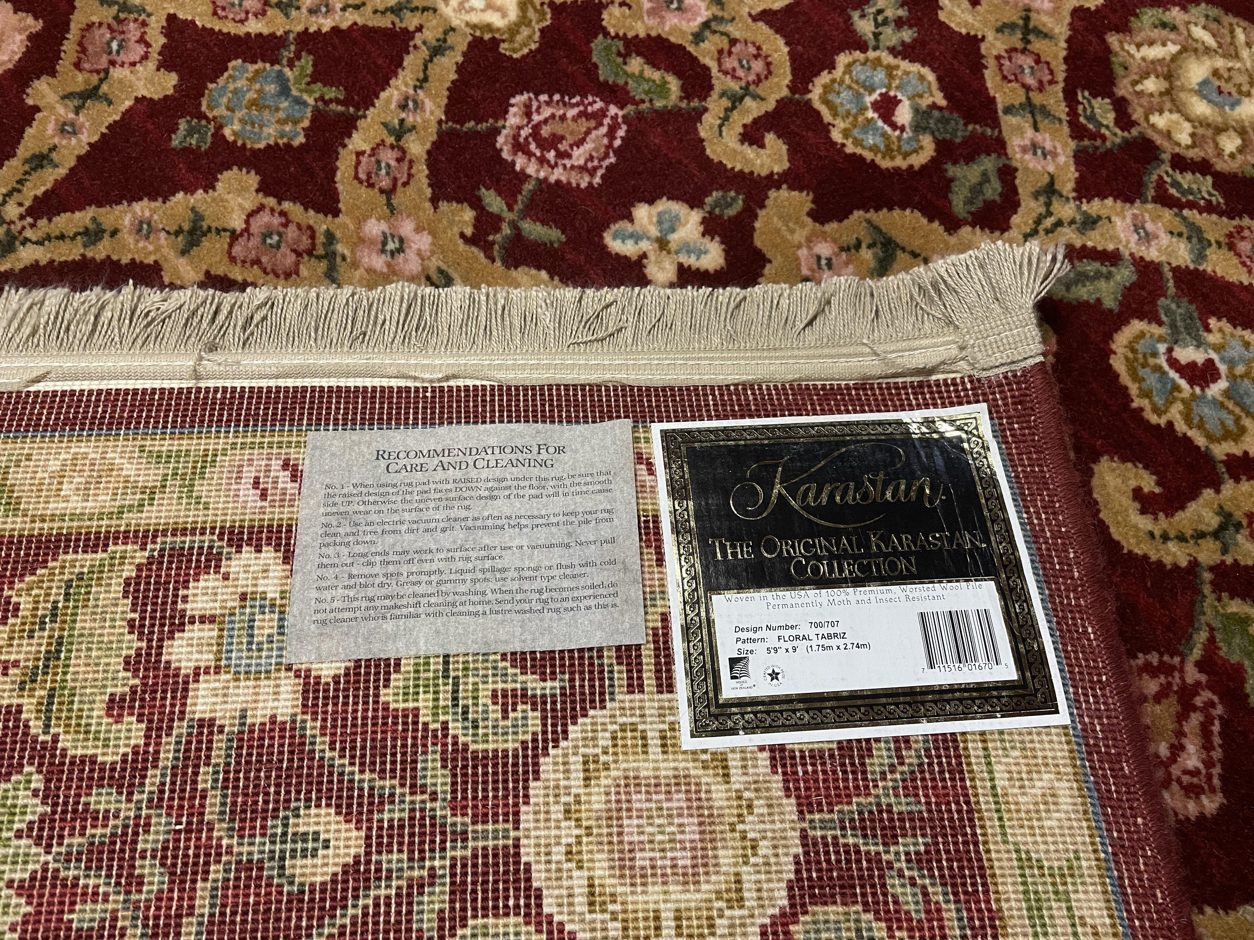 5.9 x 9 Karastan Floral Taabriz Rug #700/707, Karastan Wool Rug 6x9, Karastan Carpet, Original 700 Series Vintage Oriental Rug Discontinued - Jewel Rugs