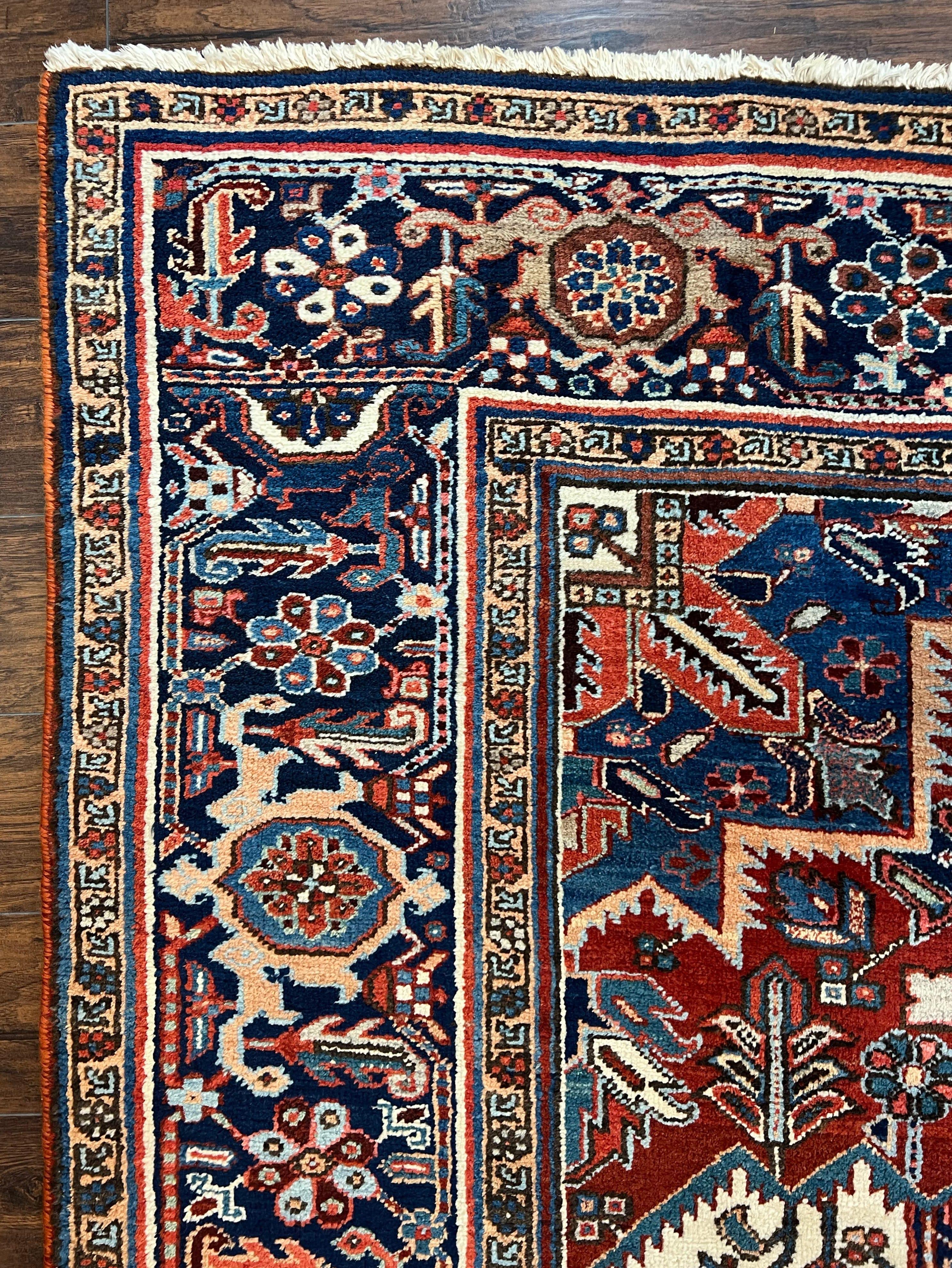 Antique Persian Heriz Rug – 11x16 Palace Size, Geometric Medallion, 1920s - Jewel Rugs