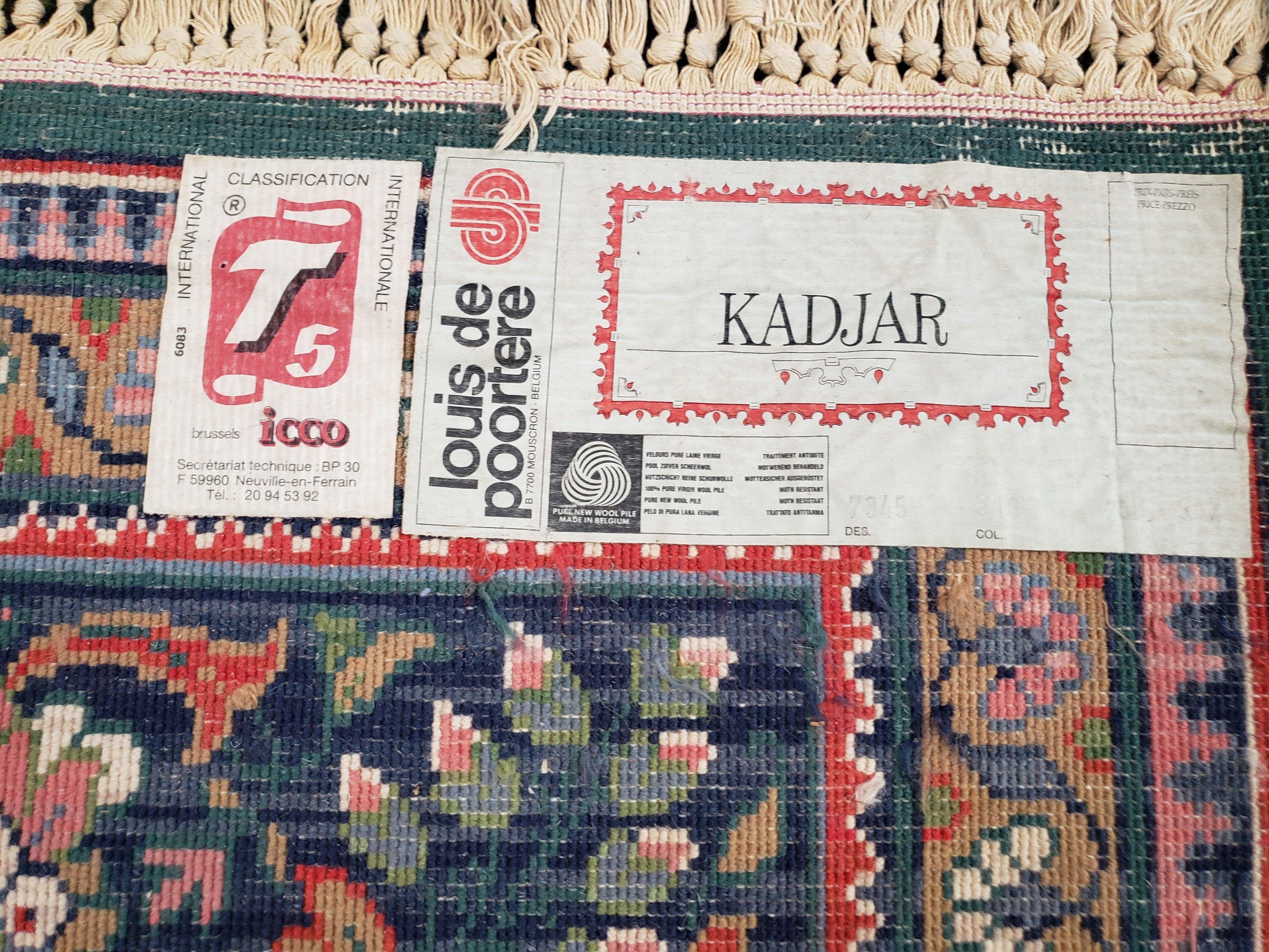 Vintage Traditional Oriental Rug, Pine Green & Midnight Blue Carpet, Louis de Poortere, 8x11 Belgium Power-Loomed Rug, Allover Floral Design - Jewel Rugs