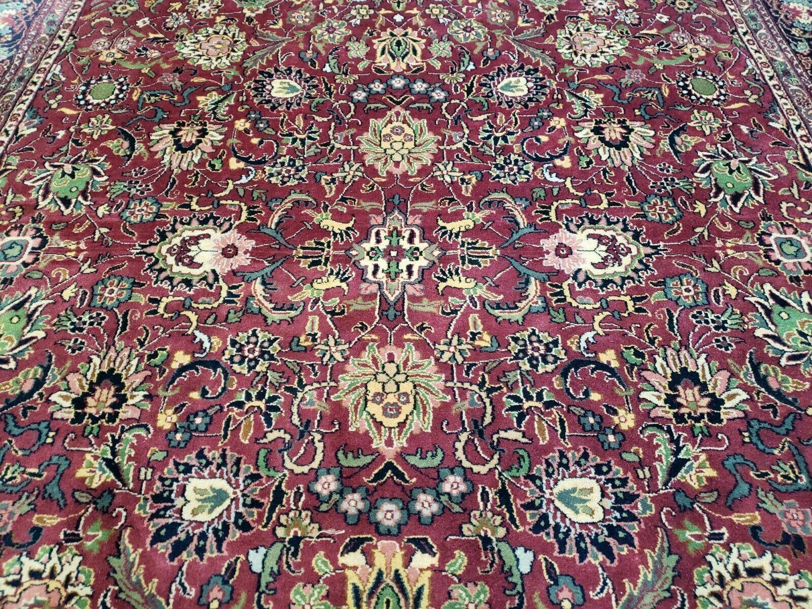 8x10 Red Allover Floral Wool Indian Rug Handmade Vintage Carpet Room Sized - Jewel Rugs