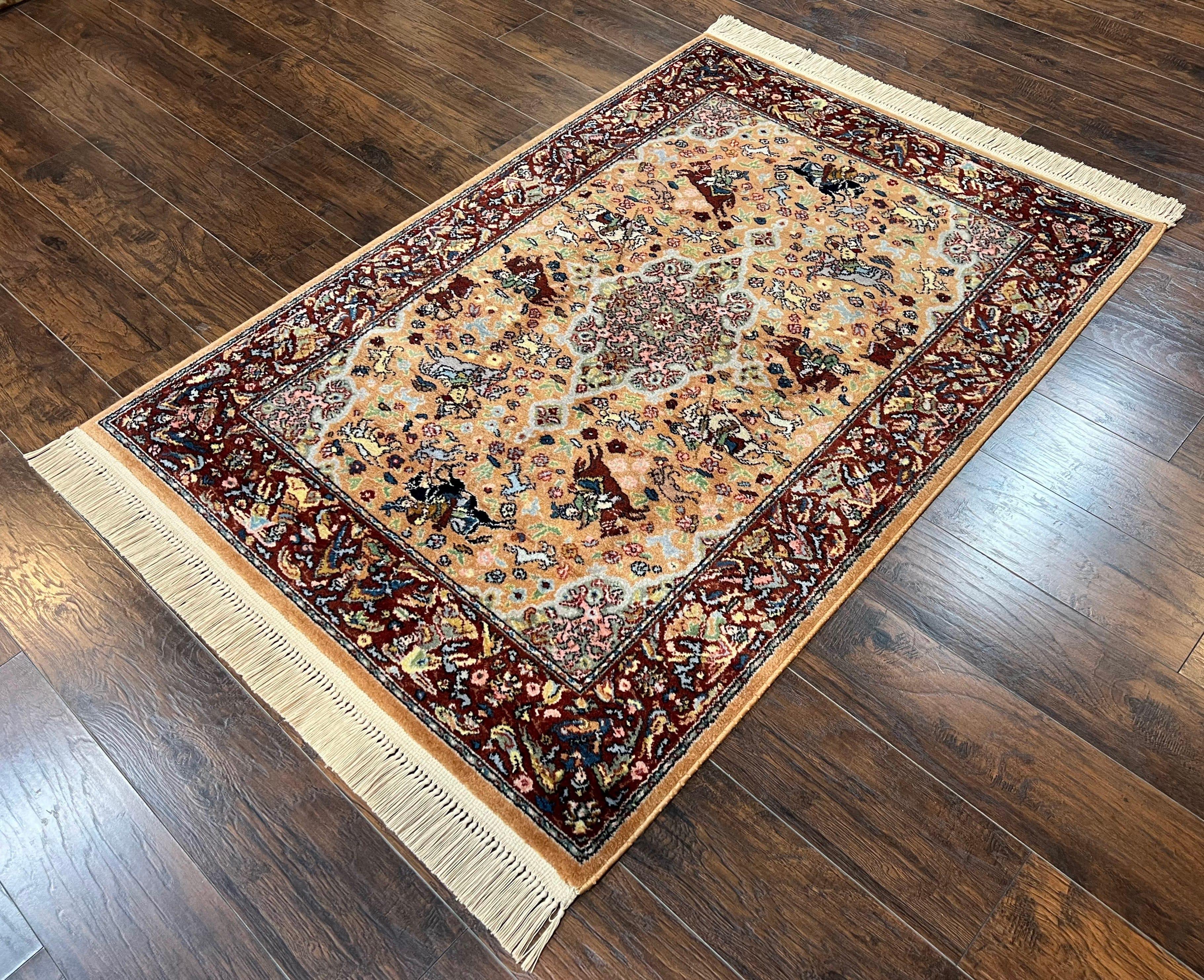 Karastan Rug 4x6 Persian Hunting Pattern #723, Rare Karastan Carpet, Wool Pile, Discontinued Vintage Karastan, Original 700 Series, Tan - Jewel Rugs