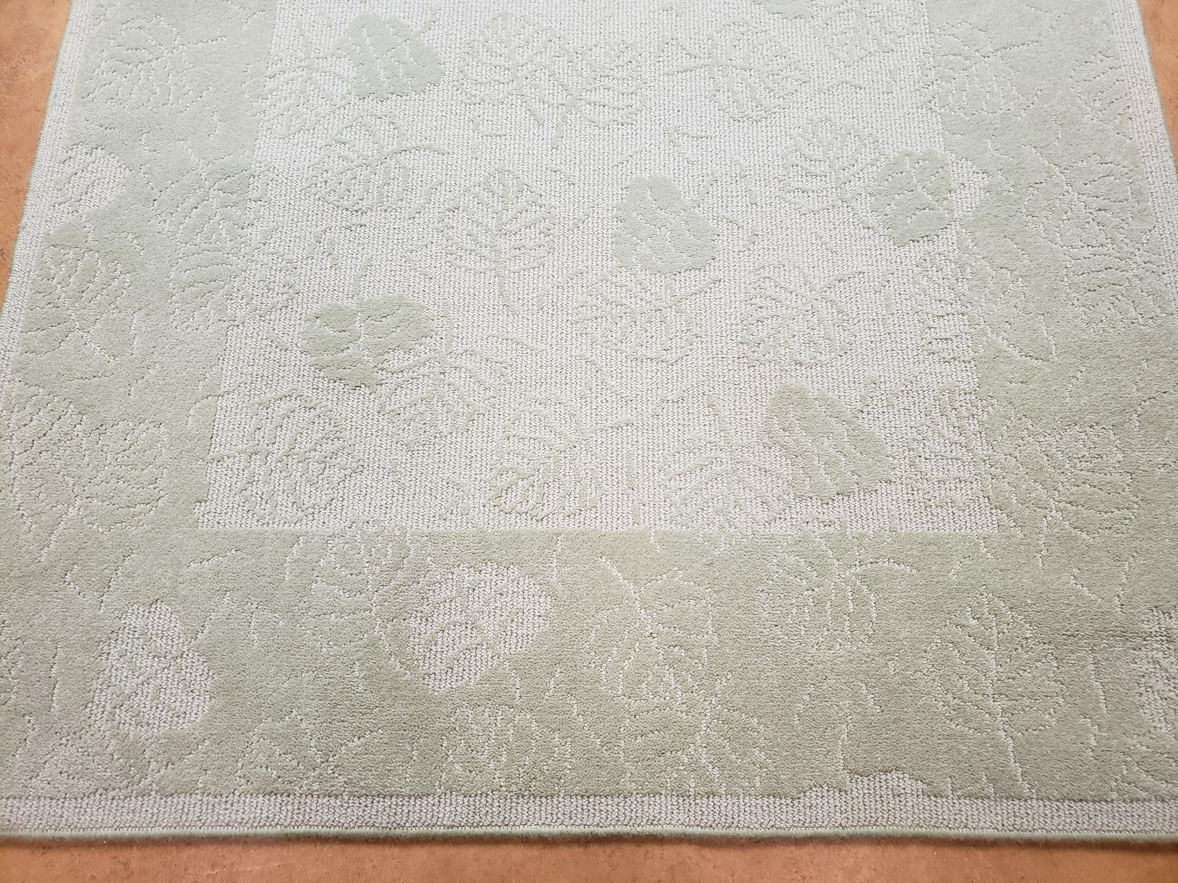 4x6 Karastan Solitaires Rug, Wool Pile, Design 217-70468, Aspen Pattern, Leaf Green & Cream 3'11 x 6' Foyer Rug, Entryway Bedroom Rug, Nice - Jewel Rugs