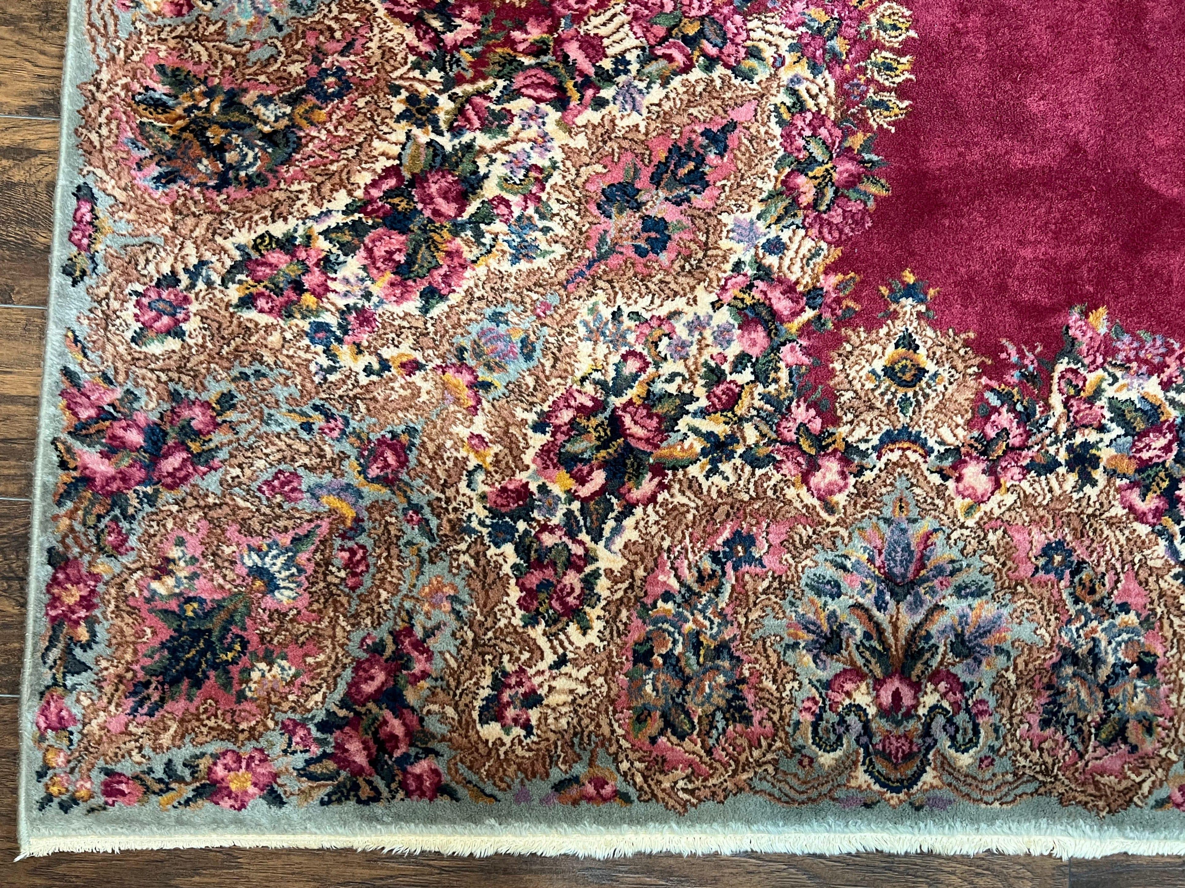 10x14 Karastan Rug Red Kirman #762, Vintage Karastan Rug, Original 700 Series, 100% Wool Pile Discontinued Karastan Rug, Large Wool Area Rug - Jewel Rugs