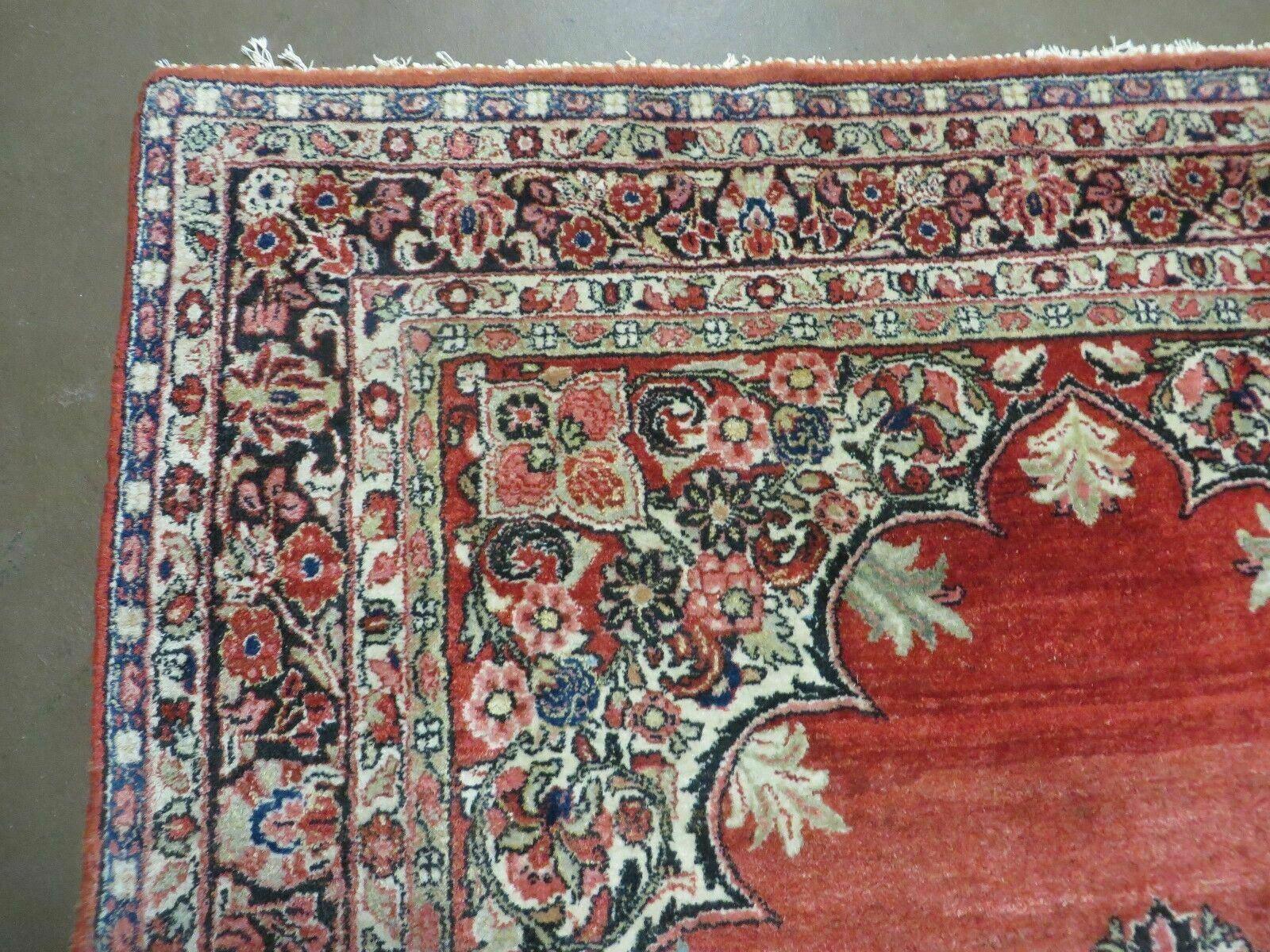 Antique Persian Sarouk Rug 5x8, Red, Semi Open Field, Hand Knotted, Wool - Jewel Rugs