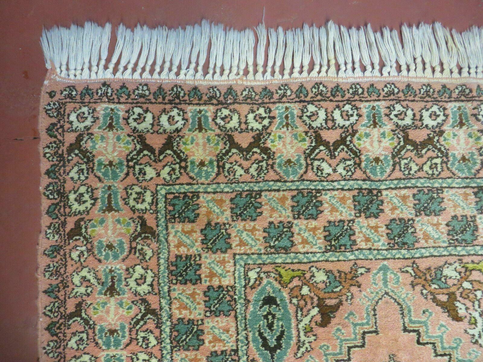 Vintage Moroccan Rug 5x6, Berber Carpet, Light Pink and Green, Soft Wool Rug, Geometric Medallion Rug, Bohemian Area Rug, Handmade Oriental - Jewel Rugs