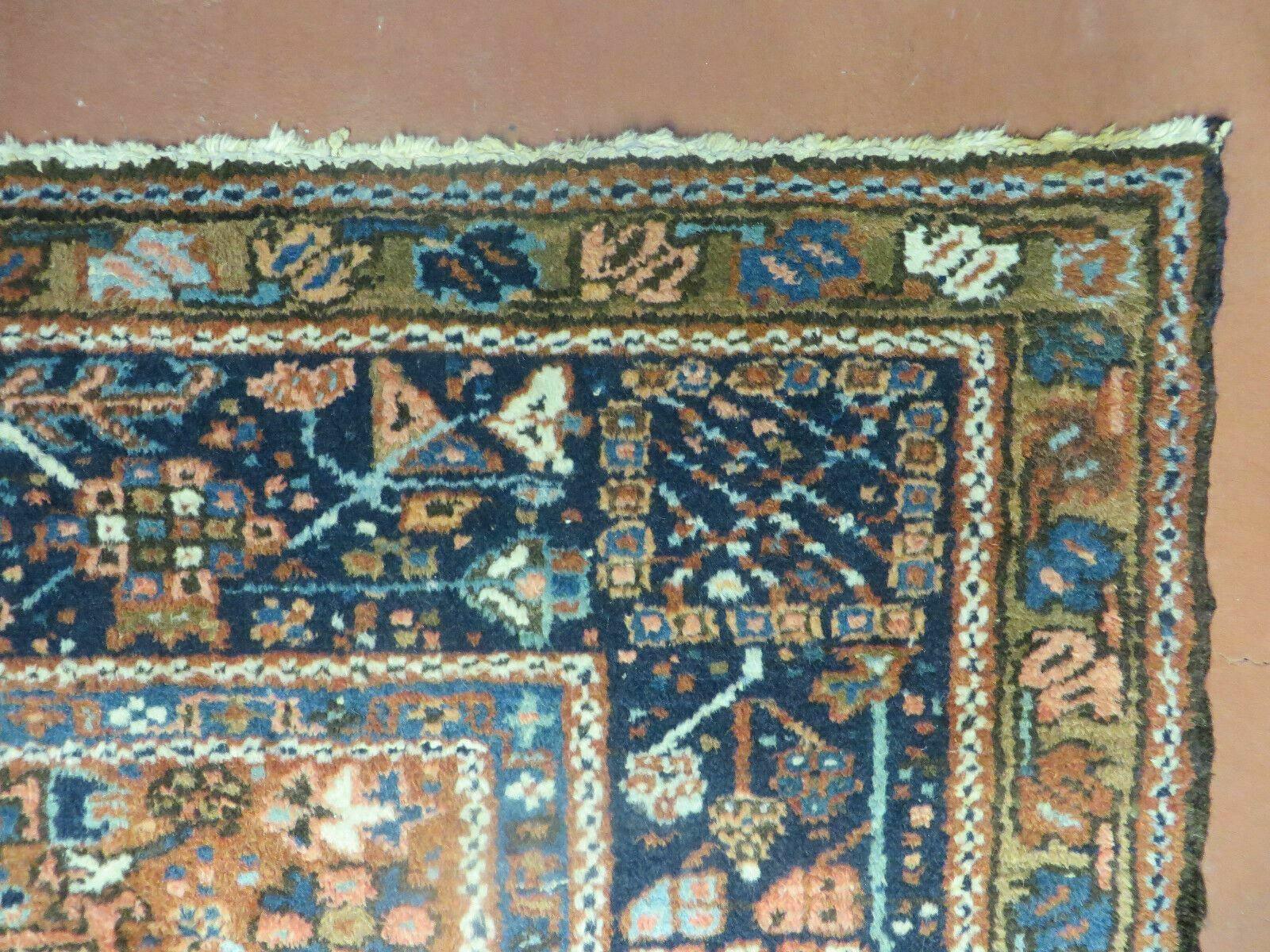 Beautiful Persian Rug 5x6, Antique Persian Karajeh Karaja Carpet, Geometric Medallion Rug, Tribal Rug, Red Blue Cream, Hand Knotted Wool Oriental Rug, Nice - Jewel Rugs