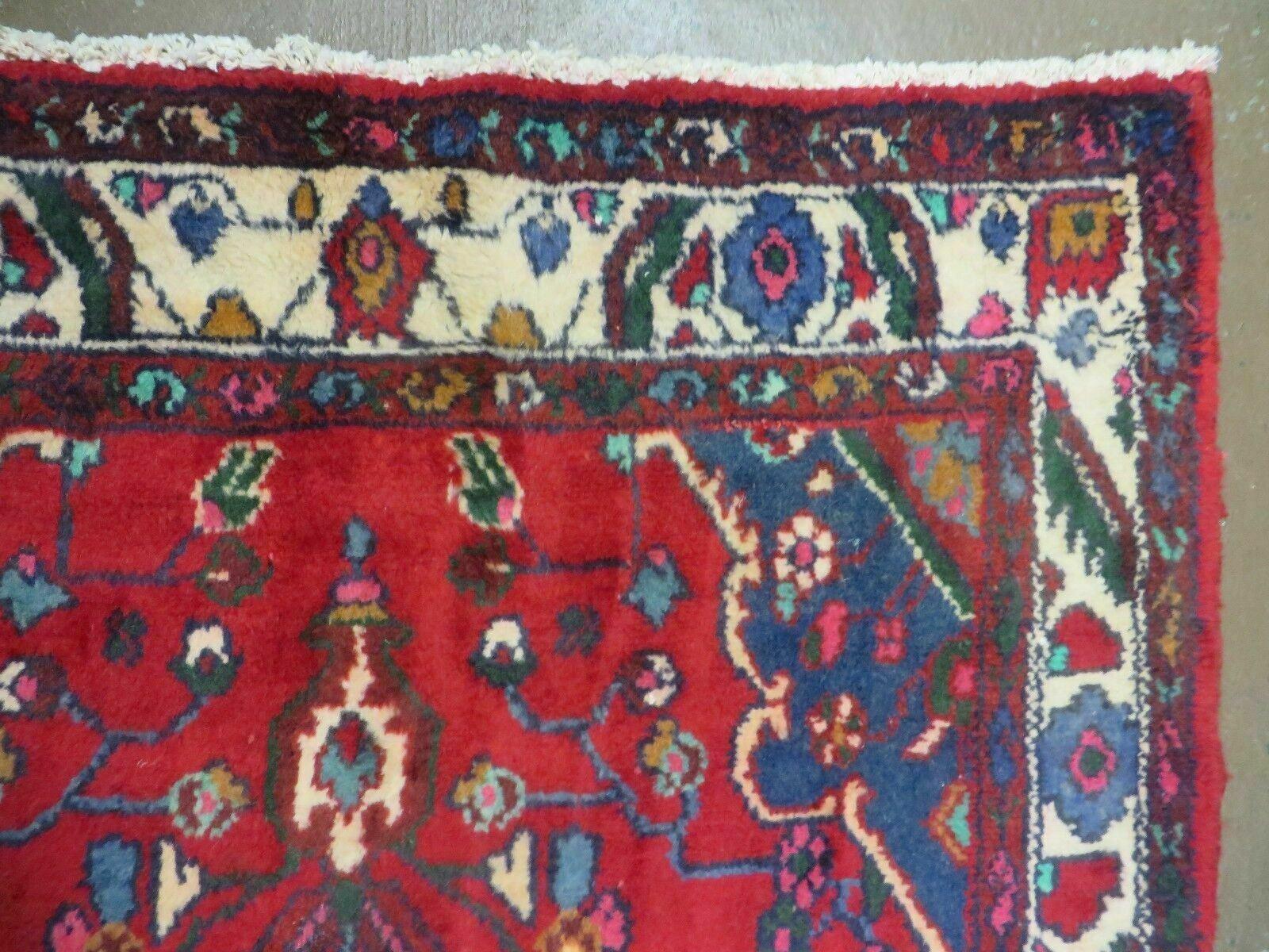 Persian Runner Rug, Antique Lilihan Wool Runner, Tribal Runner, Handmade Oriental Rug, Medallion Allover, Red Cream Blue, 3.6 x 9.7 Hallway Rug 10ft - Jewel Rugs