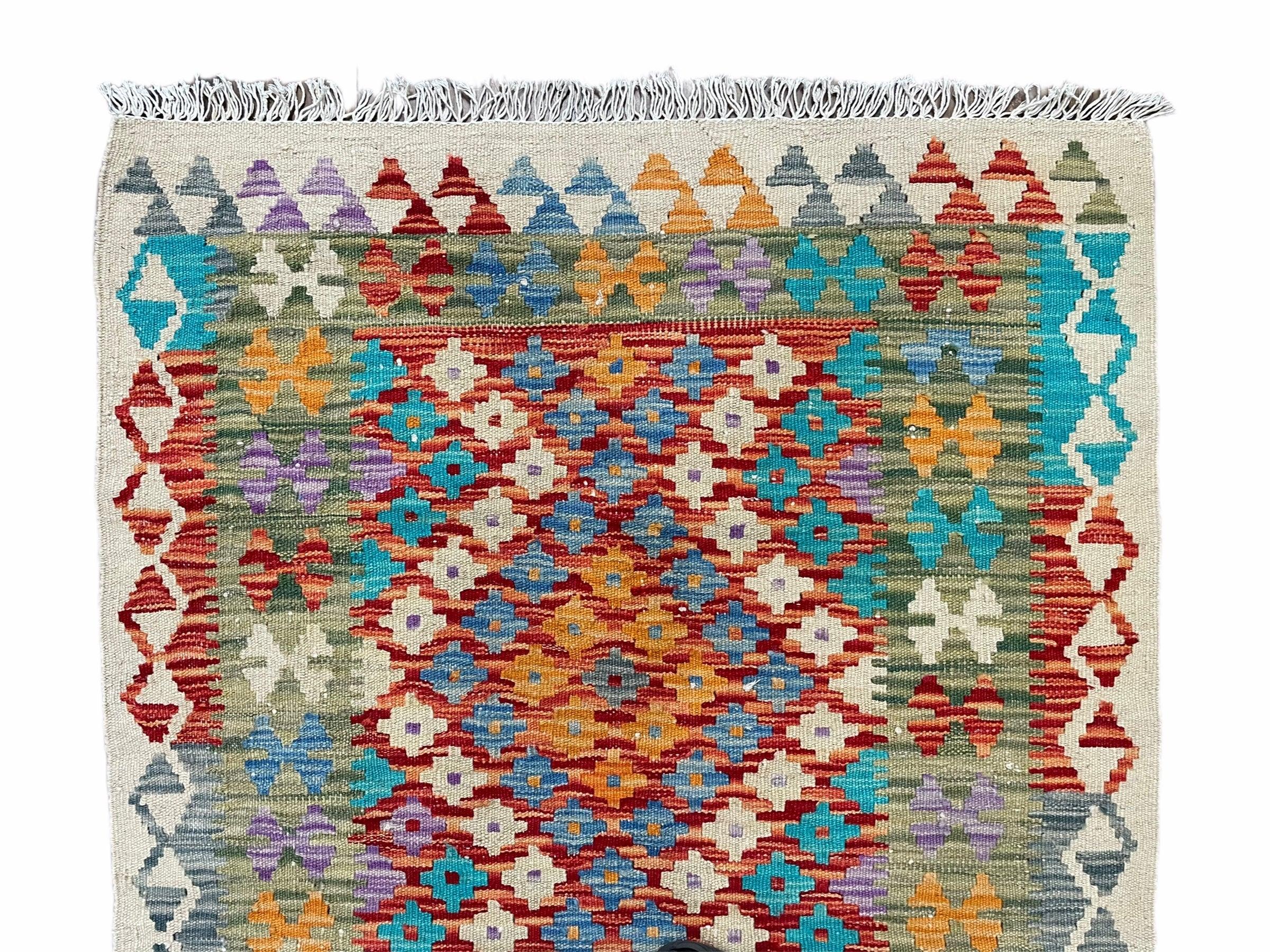 3x4 Colorful Kilim Rug 4 x 3 Multicolor Turkish Chobi Kilim Rug Small Flatweave Wool Playroom Rug New Tribal Kilim Rug - Jewel Rugs