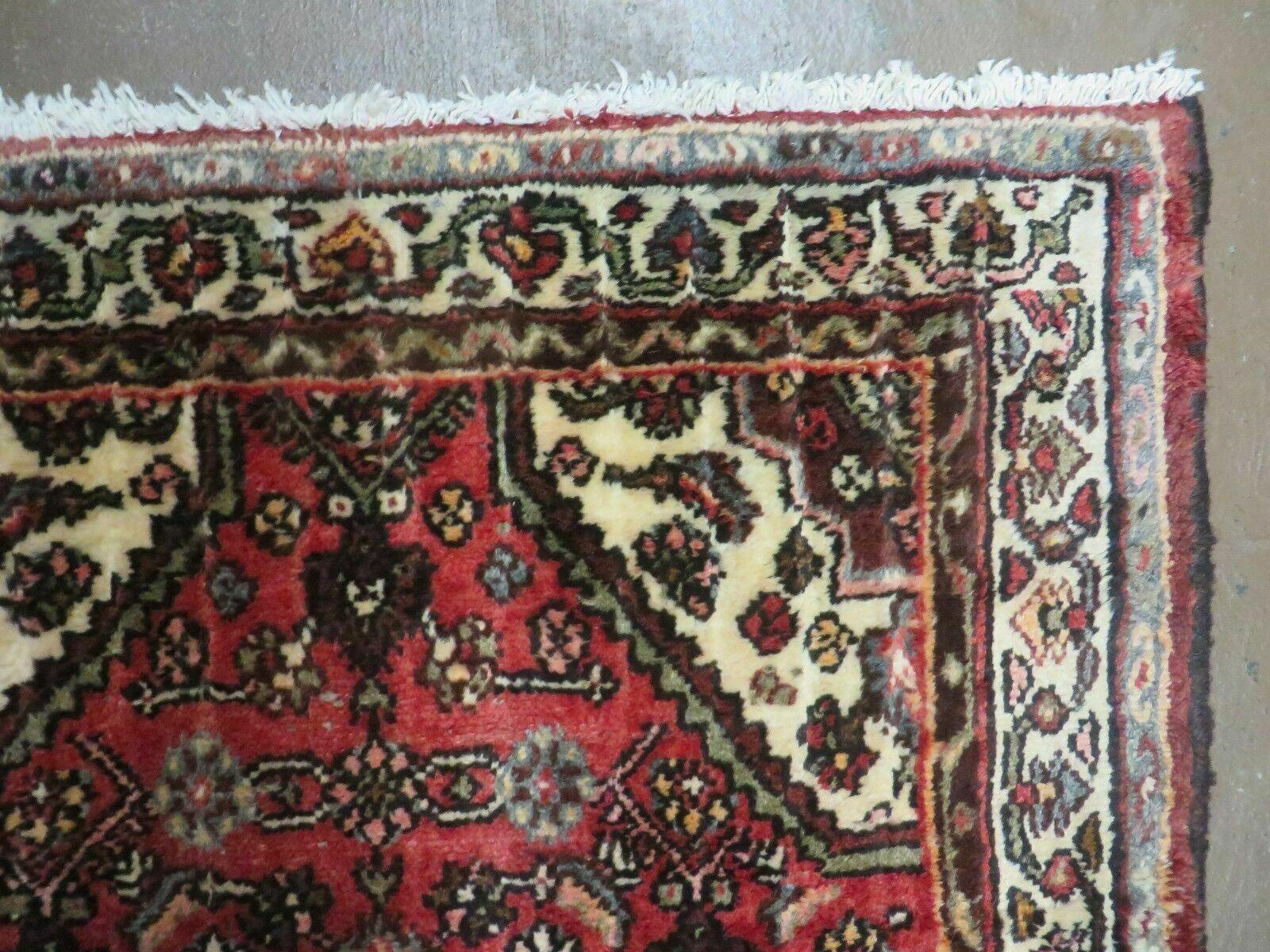 Persian Runner Rug, Antique Hamadan Runner, Wool Tribal Runner, Handmade Oriental Rug, Medallion Allover, Red & Cream, 3.4 x 9.5, 9ft Vintage Runner - Jewel Rugs