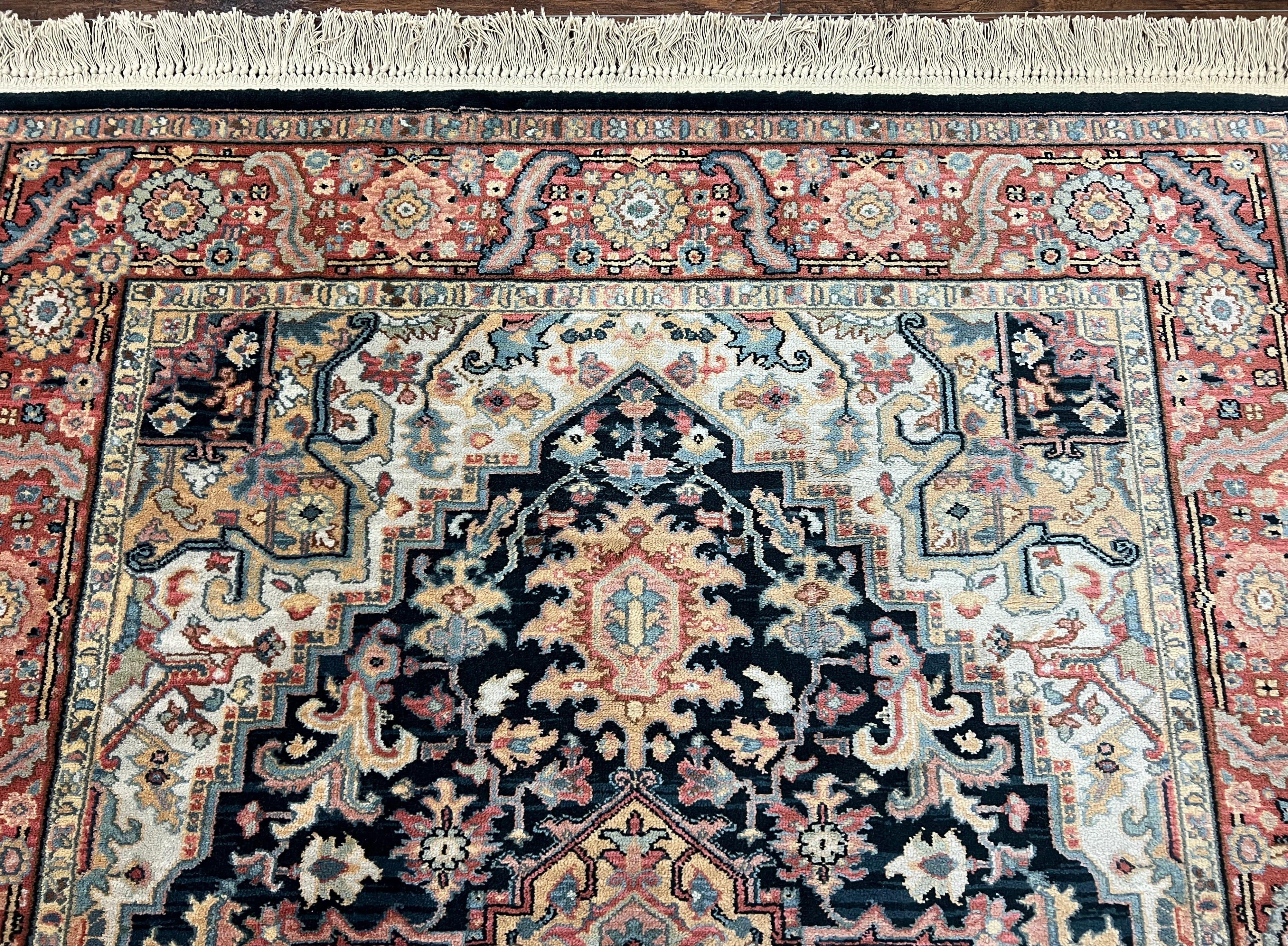 Karastan Navy Heriz #700/701 Rug, 5.9 x 9 Karastan Carpet, 100% Wool Pile, Discontinued Vintage Karastan Rug, Original 700 Series, Geometric - Jewel Rugs