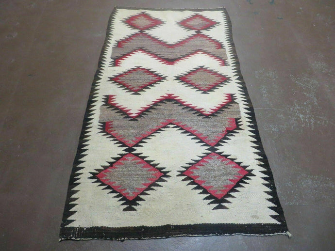 2.5' X 5' Incredible Antique Navajo Navaho Wool Rug Nice - Jewel Rugs