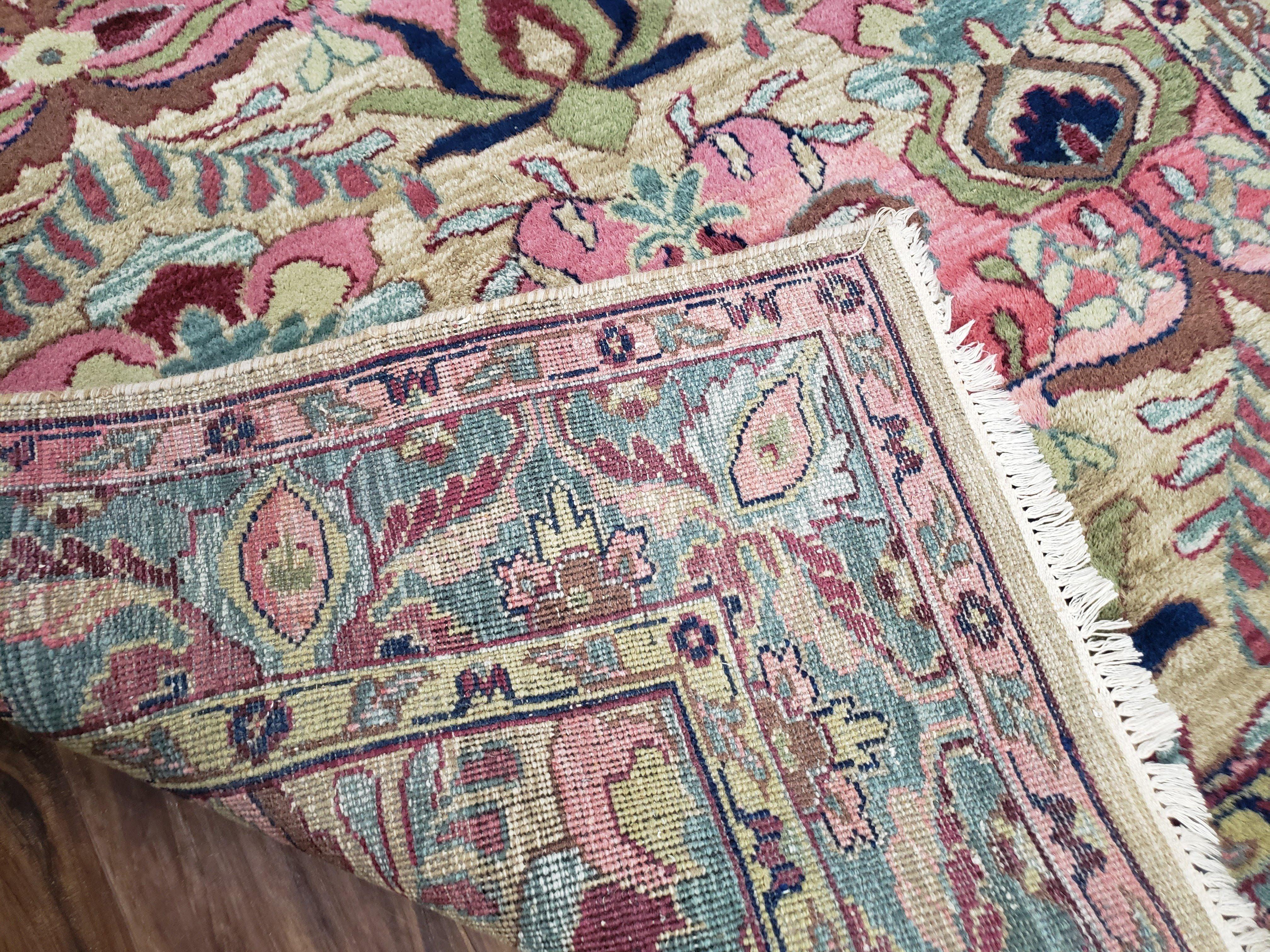 Indo Persian Rug, 6x9 Rug, Medium Sized Handmade Area Rug, Pink and Teal Oriental Carpet, Indian Rug, Vintage Rug, Hand Knotted Rug, Unique - Jewel Rugs