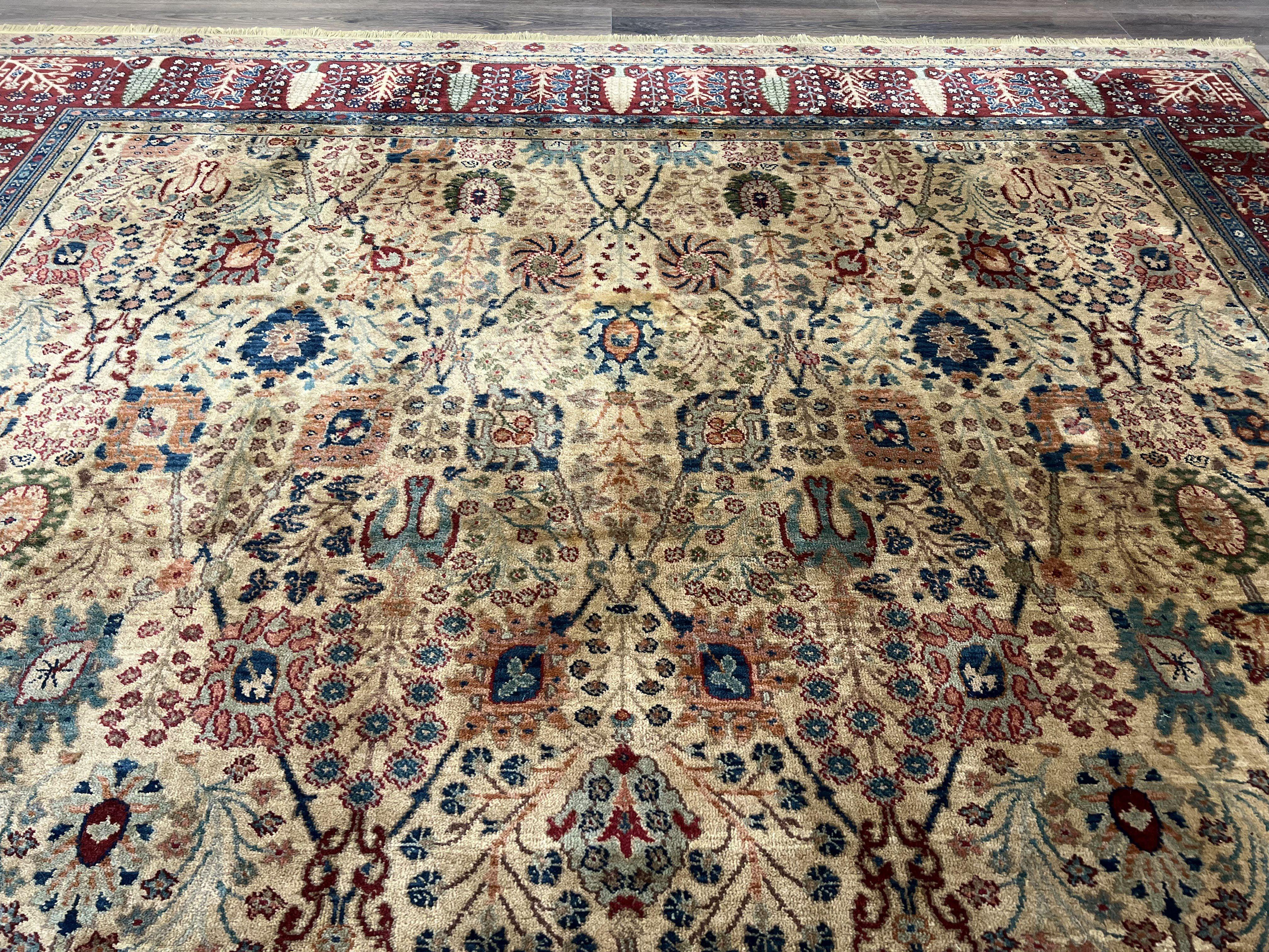 10x14 Karastan Samovar Rug Teawash #900-901 Persian Vase Pattern, Vintage Wool Karastan Carpet, Traditional Area Rug, Allover Pattern, Beige - Jewel Rugs