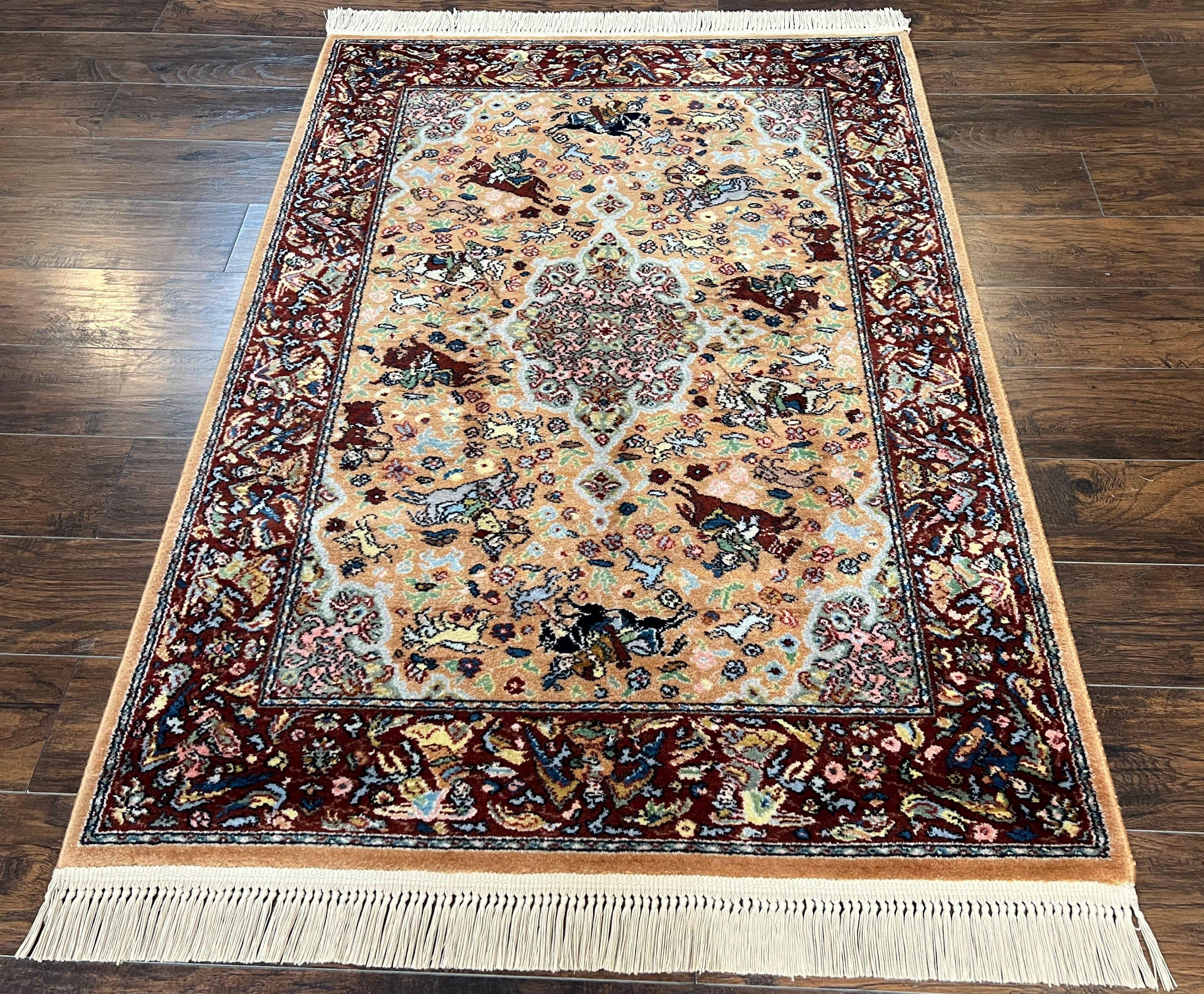 Karastan Rug 4x6 Persian Hunting Pattern #723, Rare Karastan Carpet, Wool Pile, Discontinued Vintage Karastan, Original 700 Series, Tan - Jewel Rugs