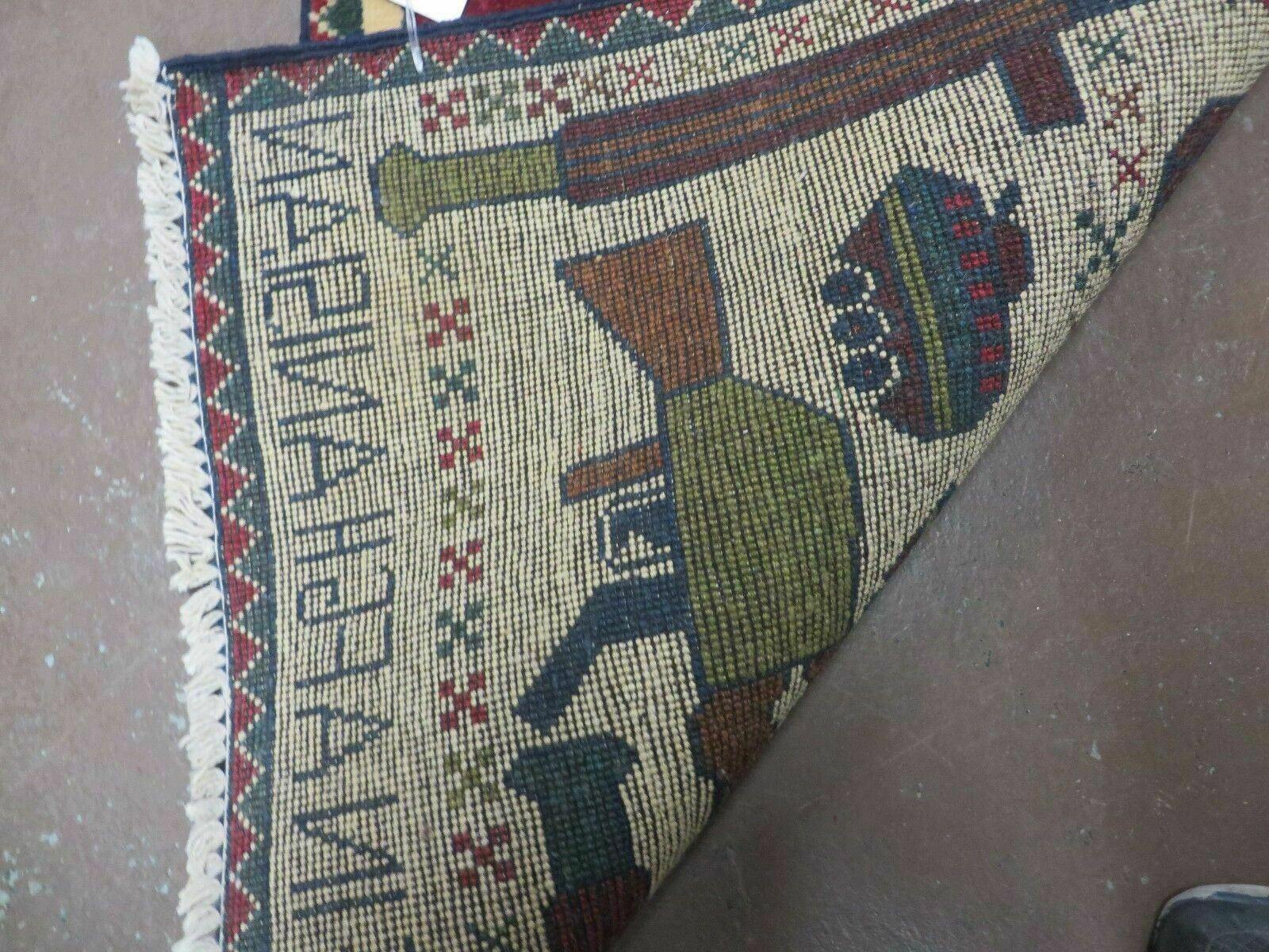 Afghan War Rug, Tribal War Rug, Collectible, Guns, Tanks, Helicopters, Afghanistan War, US Army, 2' x 2'6", Hand-Knotted, Wool - Jewel Rugs