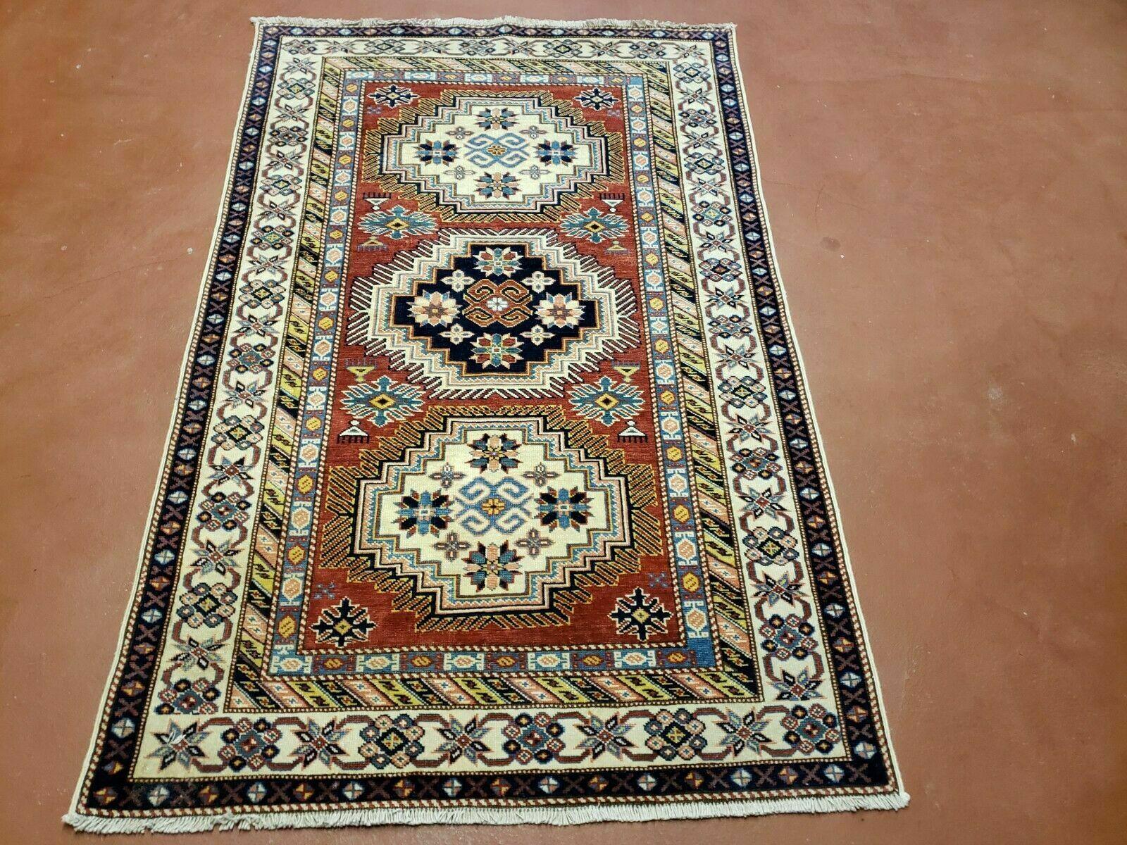 3' X 5' Vintage Handmade Turkish Caucasian Kazak Shirvan Wool Rug Colorful Nice - Jewel Rugs