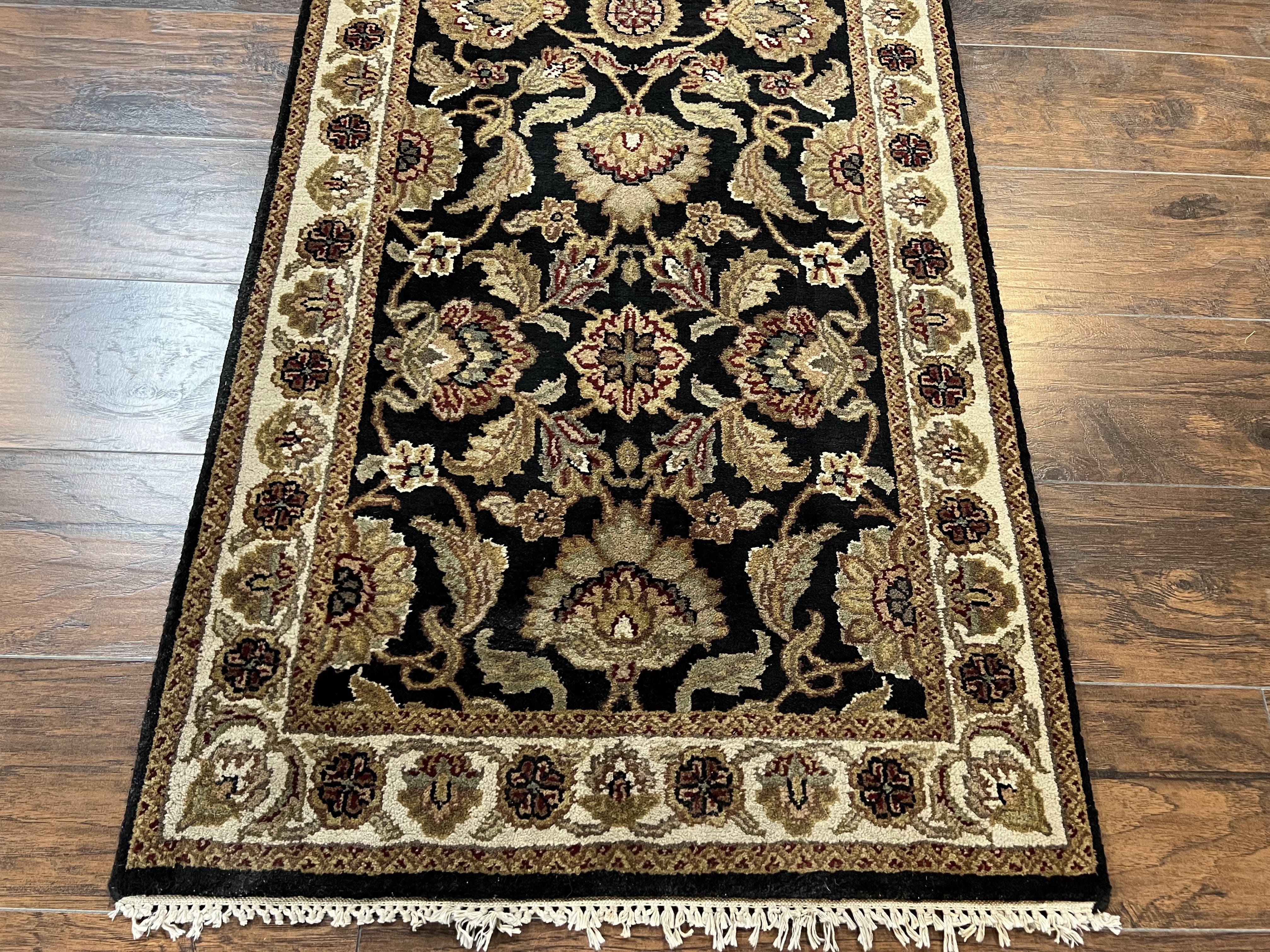 Vintage Indo Mahal Runner Rug 2' 7" x 8' 3", Black Beige Green Runner, Oriental Runner Rug, Hallway Rug, Hand Knotted Wool Rug, 8ft Runner - Jewel Rugs