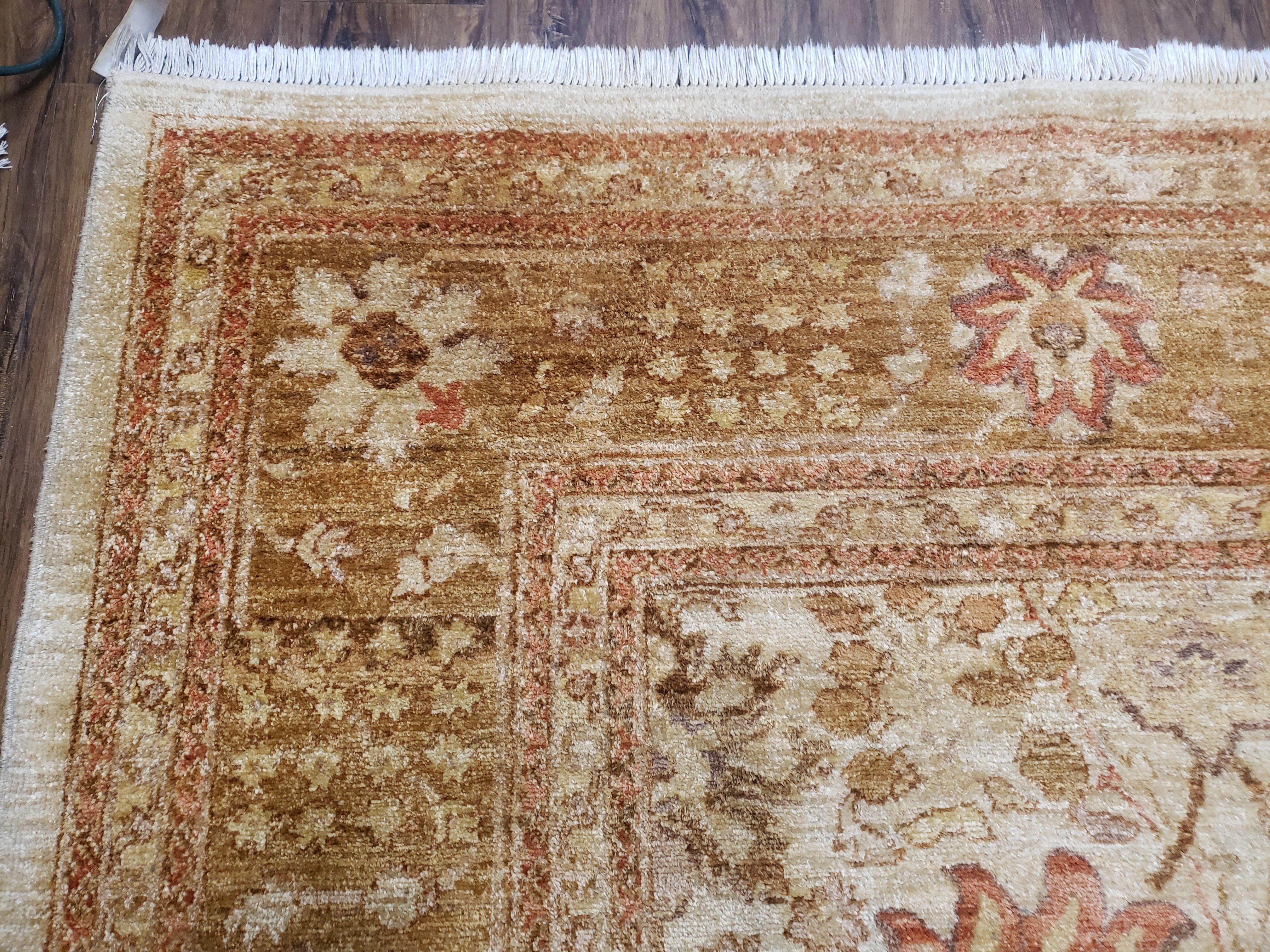 Vintage Turkish Oushak Area Rug 9x12, Wool Hand-Knotted, Ivory Cream & Beige Tea Wash Rug, 9 x 12 Room Sized Rug, Decorative Living Room Rug - Jewel Rugs