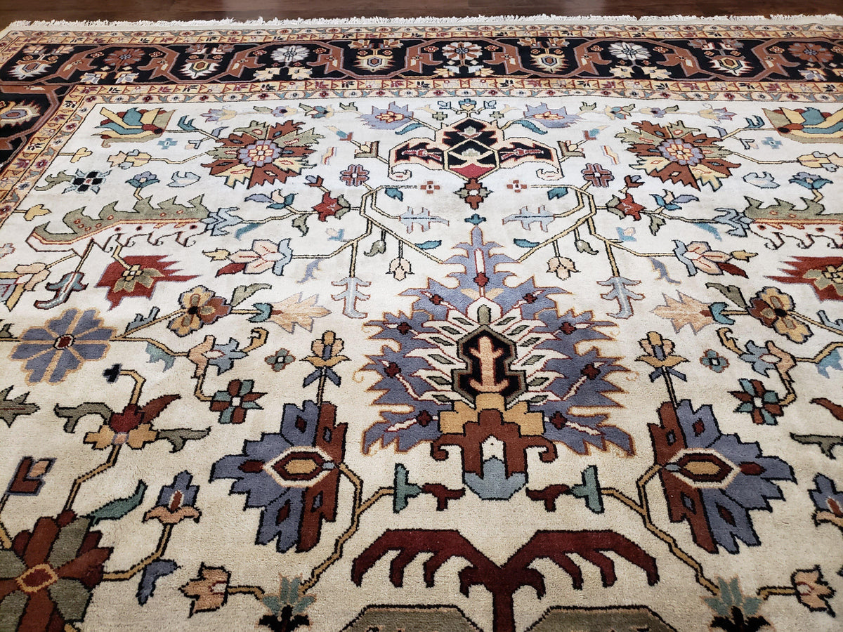 Oversized Indo Heriz Rug 12x18, Decorative Palace Sized Oriental Carpe Jewel Rugs