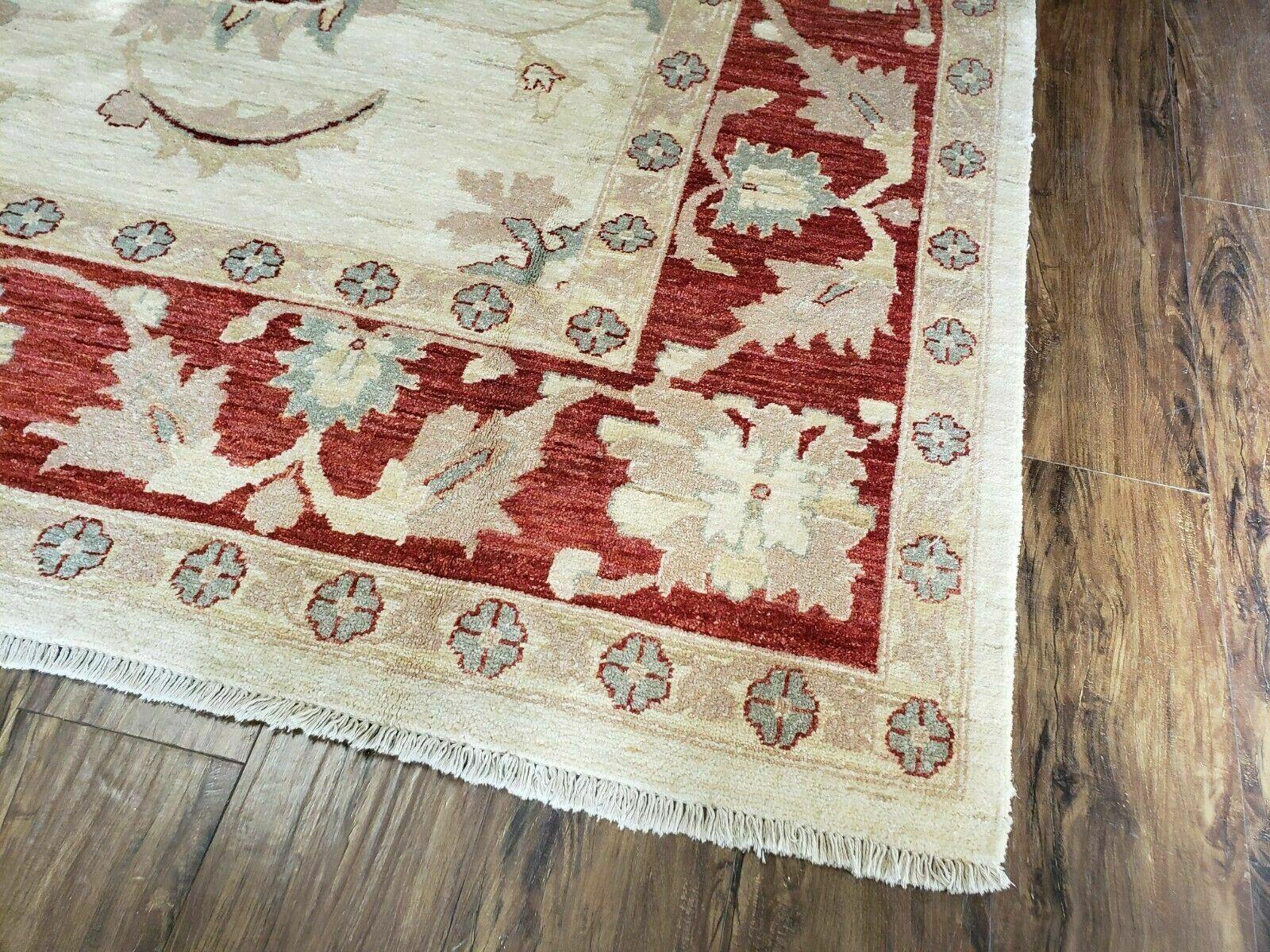 Peshawar Rug 10x14 Rug 10x14 Vintage Rug 10x14 Handmade Rug Chobi Rug Ivory Beige Red Rug - Jewel Rugs