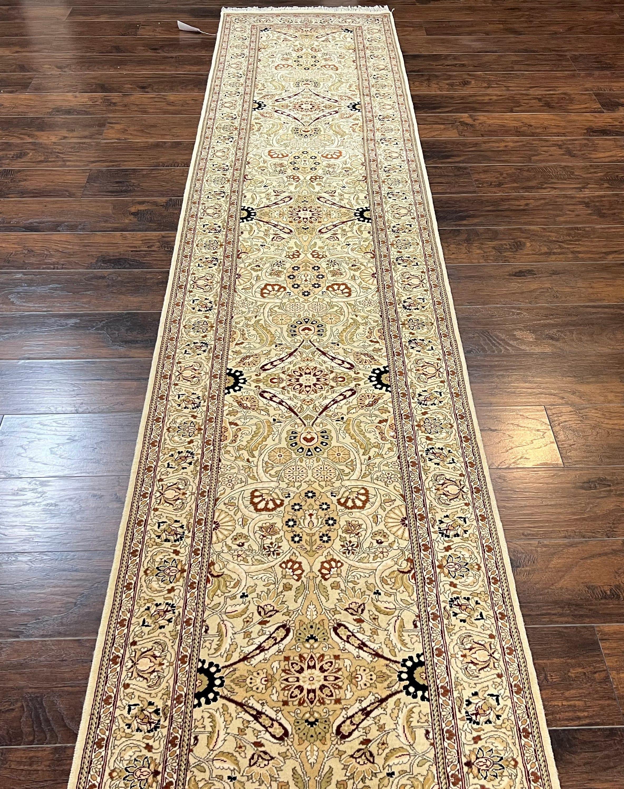 Pak Persian Runner Rug 2.8 x 16, Fine Oriental Runner 16ft Long, Hand-Knotted Wool Floral Allover Beige Tan Hallway Runner, Corridor Rug - Jewel Rugs