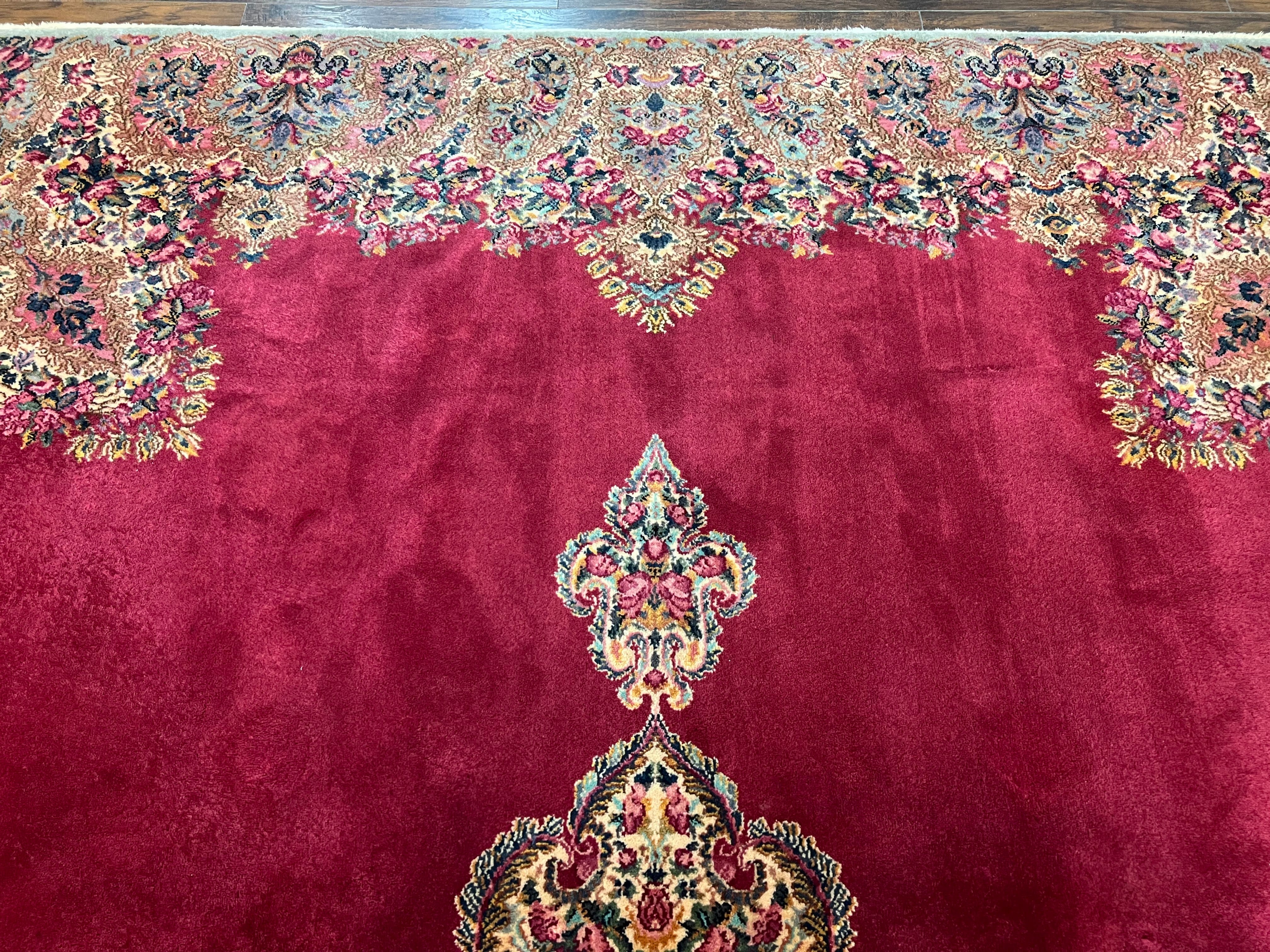 10x14 Karastan Rug Red Kirman #762, Vintage Karastan Rug, Original 700 Series, 100% Wool Pile Discontinued Karastan Rug, Large Wool Area Rug - Jewel Rugs