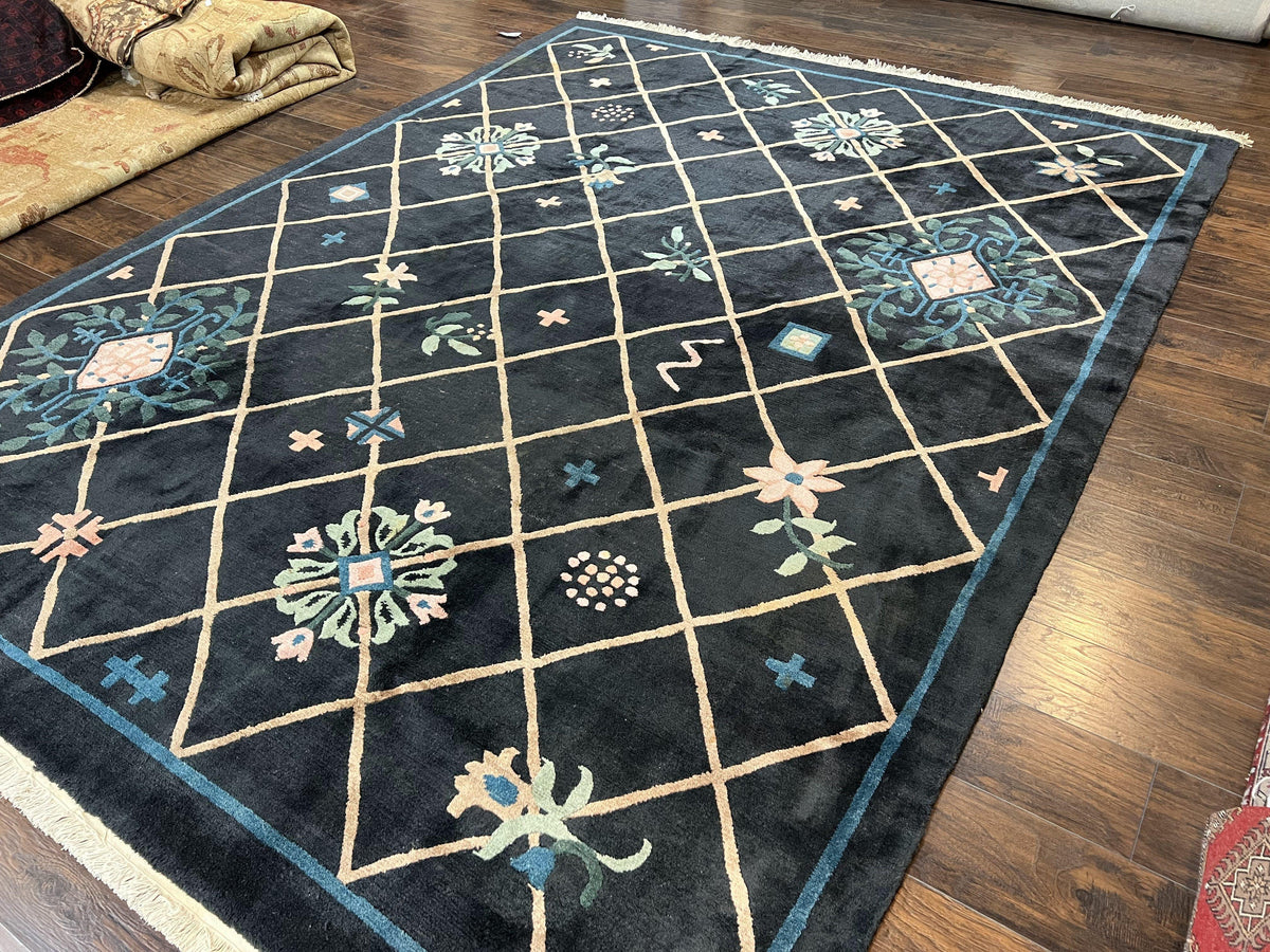 Tibetan Rug 9x12, Hand Knotted Tibet Nepali Contemporary Carpet 9 x 12