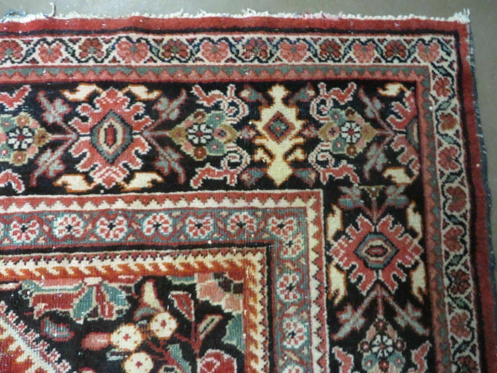 Antique Persian Rug 9x12 - Persian Mahal Area Rug 9 x 12, Hand Knotted Wool Oriental Carpet - Red and Black Rug - Room Sized Bohemian Rug - Jewel Rugs