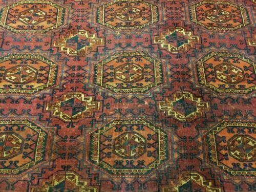 5' 5" X 7' Antique Handmade Tekkeh Turkoman Engsi Hatchli Wool Rug Red - Jewel Rugs