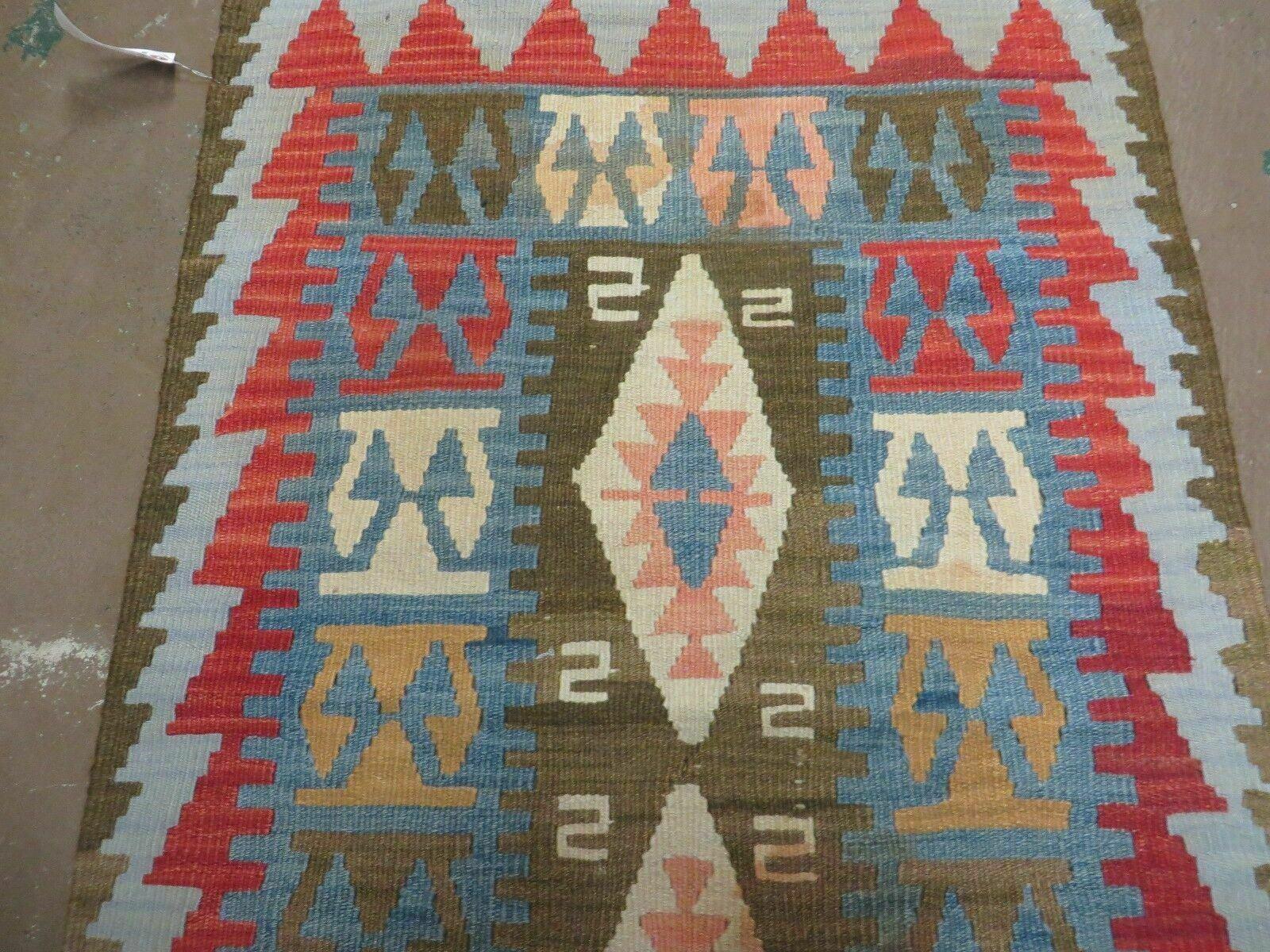 2' 5" X 4' Vintage Turkish Kilim Handmade Flat Weave Multicolor Colorful Wool Rug - Jewel Rugs