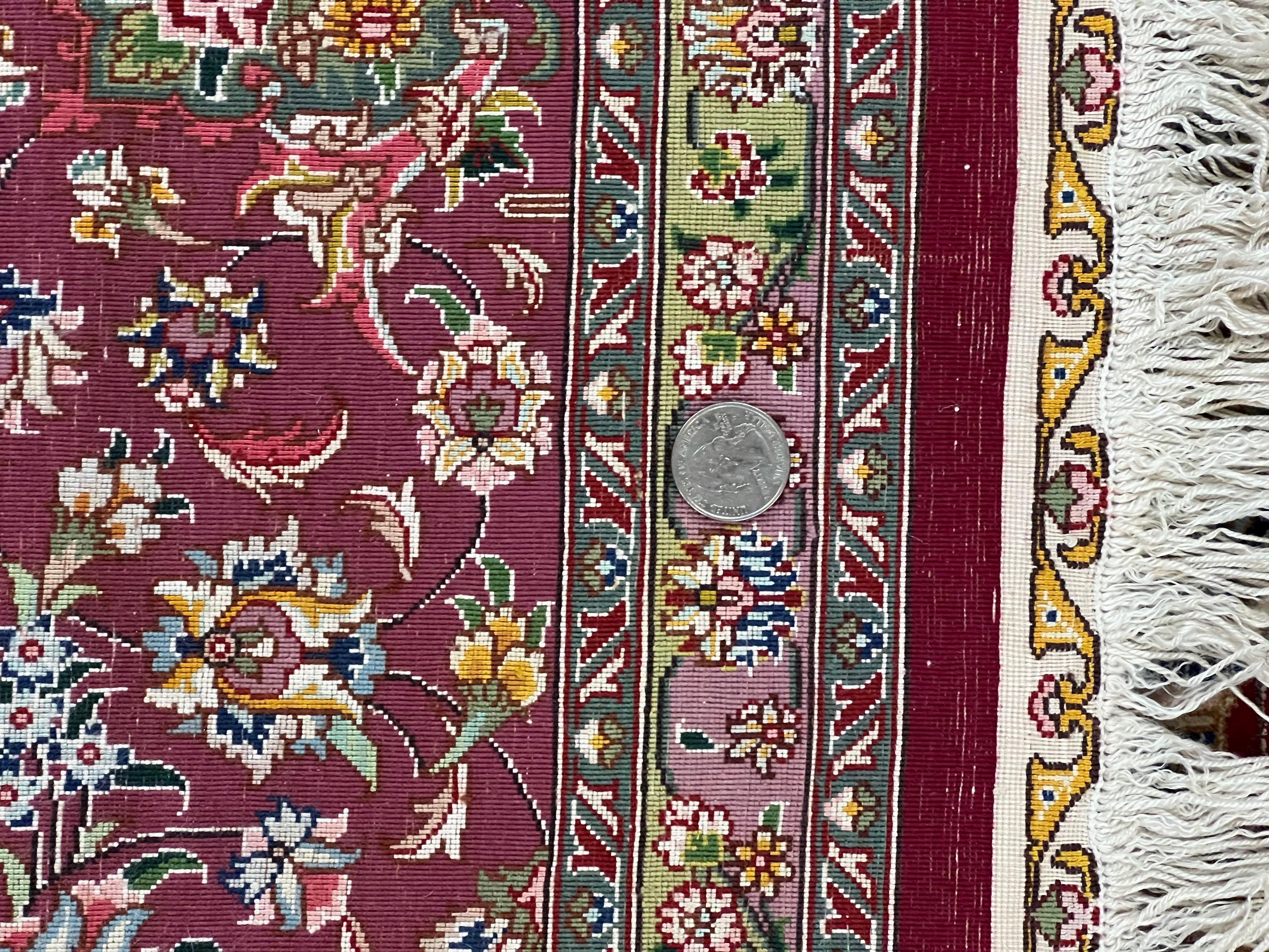 Stunning Persian Tabriz Rug 5x7, Signed by Masterweaver, Maroon, Floral Medallion, Ultra Fine 70 Raj 625 KPSI, Kork Wool Silk Foundation, Handmade - Jewel Rugs