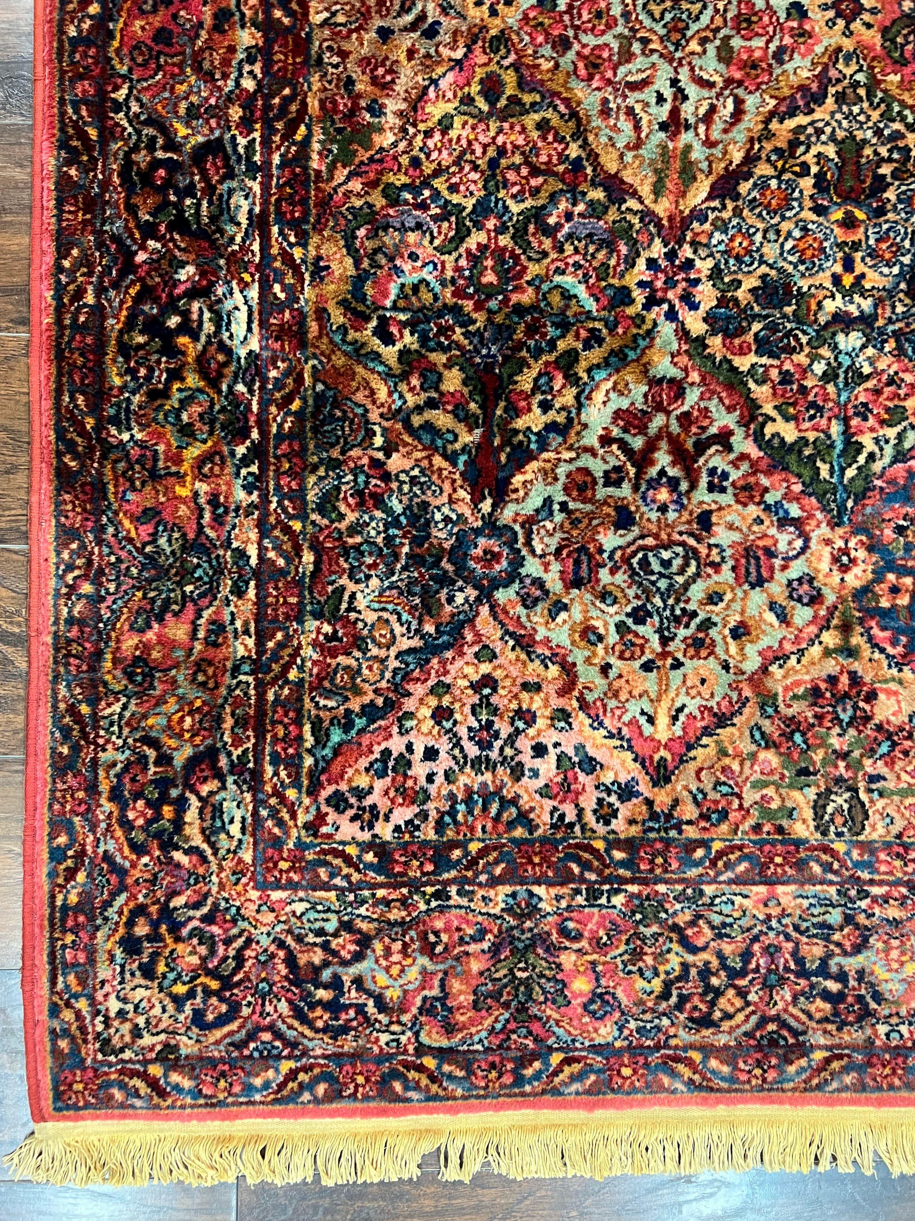 Karastan Multicolor Panel Kirman Rug #717, Wool Karastan Rug 5' 9" x 9', Antique Multipanel Kirman, Original Karastan Collection 700 Series - Jewel Rugs