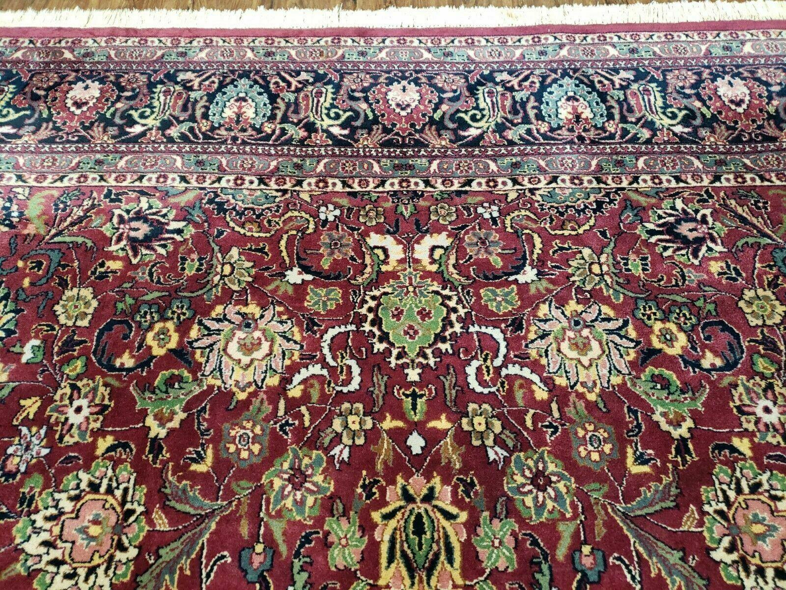 8x10 Red Allover Floral Wool Indian Rug Handmade Vintage Carpet Room Sized - Jewel Rugs