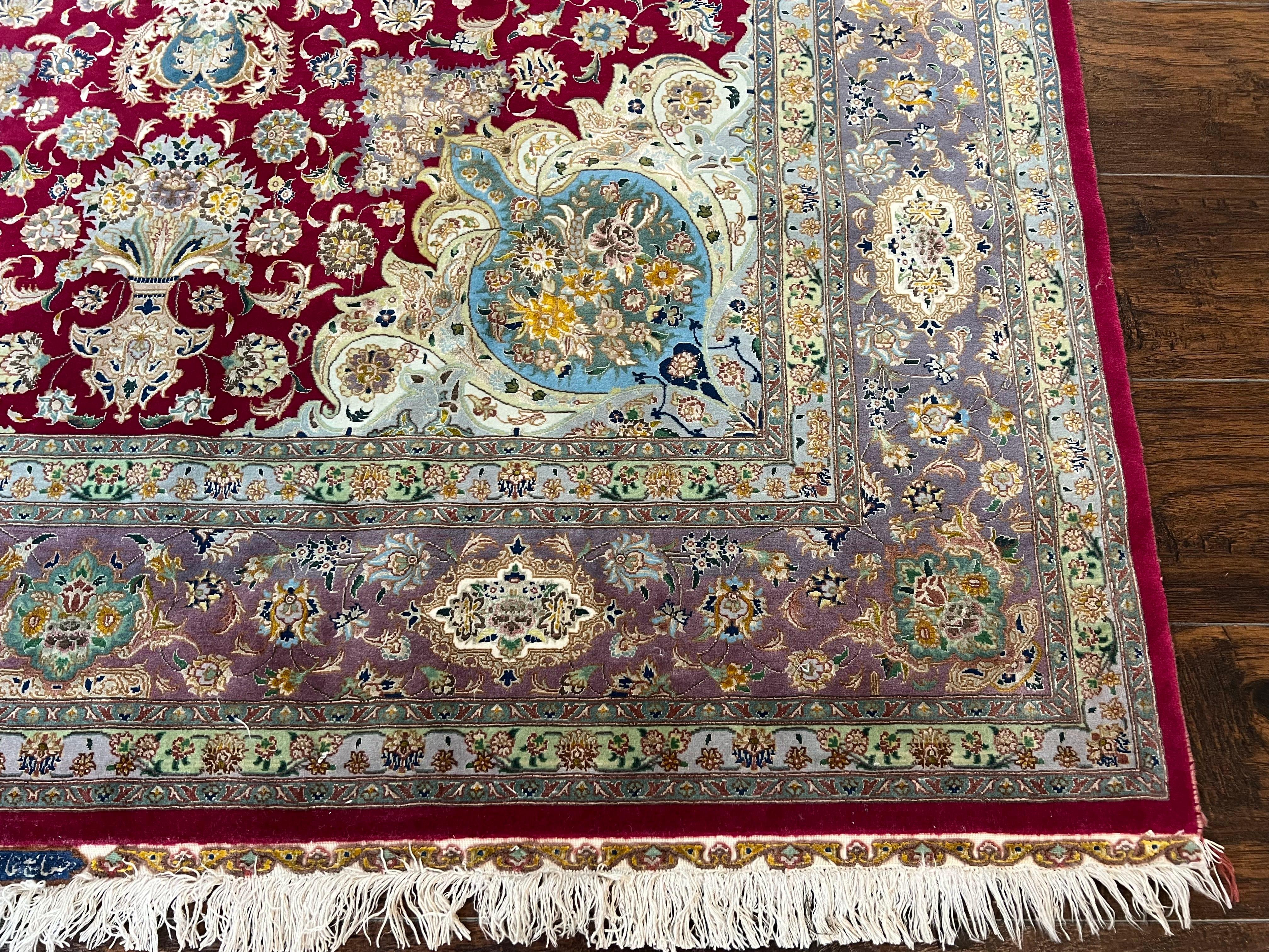 Stunning Persian Tabriz Rug 5x7, Signed by Masterweaver, Maroon, Floral Medallion, Ultra Fine 70 Raj 625 KPSI, Kork Wool Silk Foundation, Handmade - Jewel Rugs