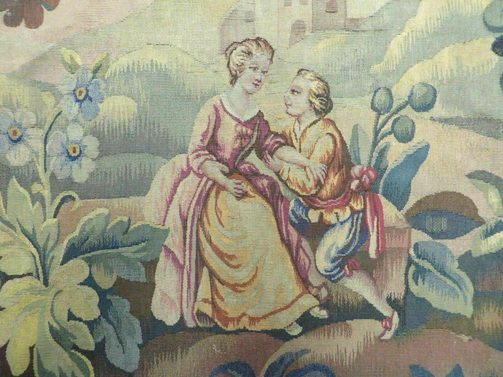 Antique French Tapestry 5x6 French Handmade Aubusson Nature One Of A Kind Rare - Jewel Rugs