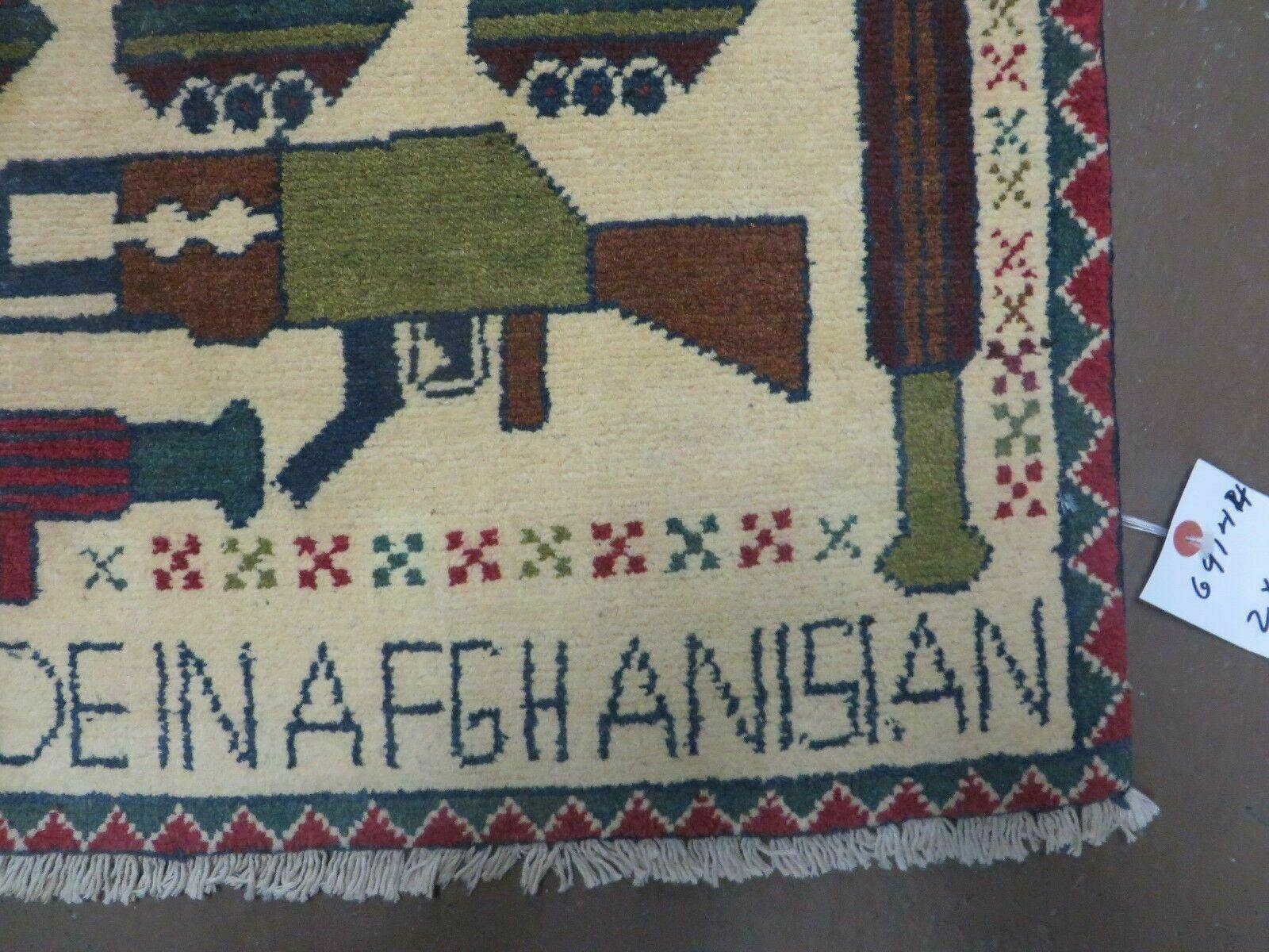 Afghan War Rug, Tribal War Rug, Collectible, Guns, Tanks, Helicopters, Afghanistan War, US Army, 2' x 2'6", Hand-Knotted, Wool - Jewel Rugs