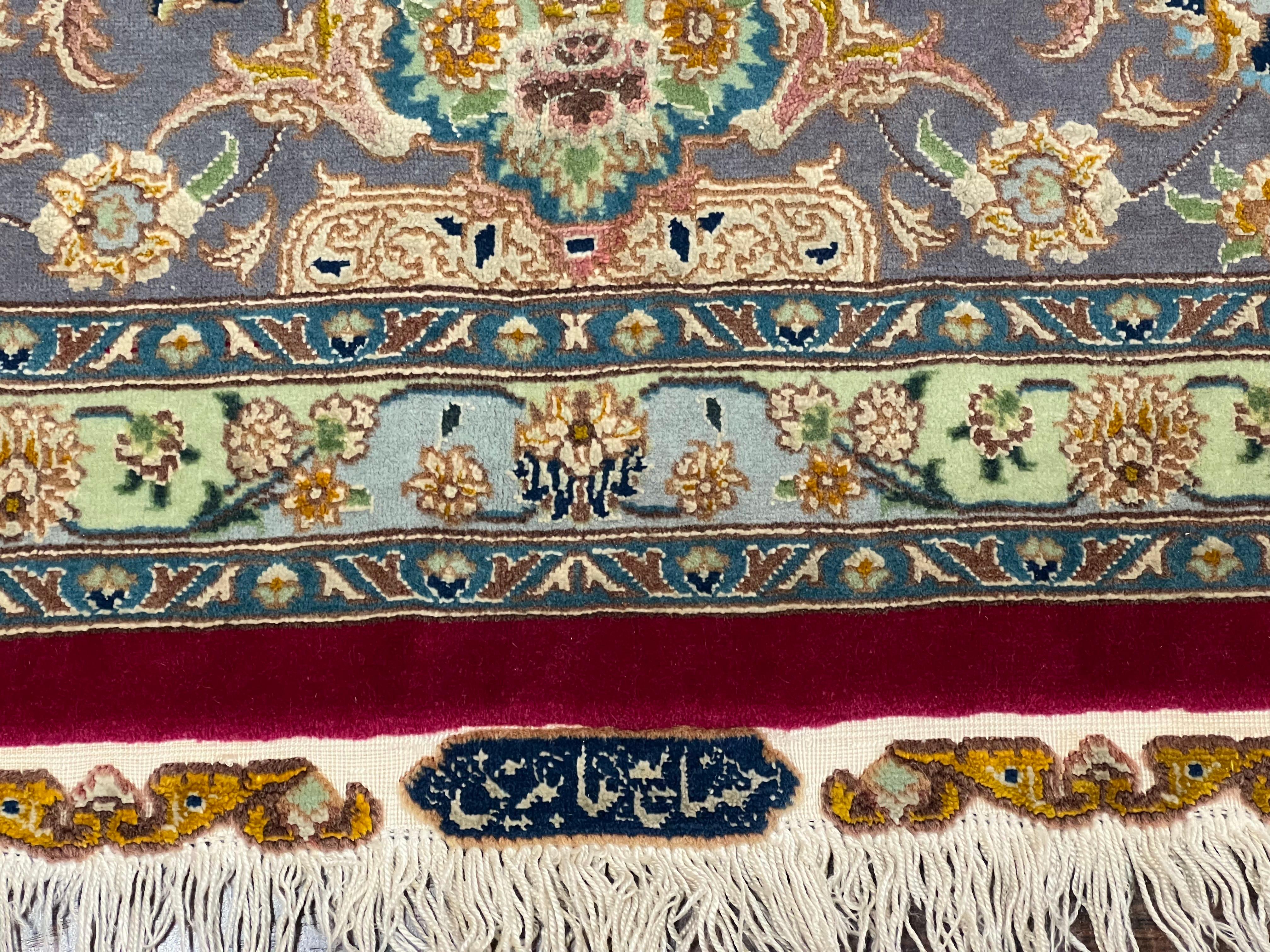 Stunning Persian Tabriz Rug 5x7, Signed by Masterweaver, Maroon, Floral Medallion, Ultra Fine 70 Raj 625 KPSI, Kork Wool Silk Foundation, Handmade - Jewel Rugs